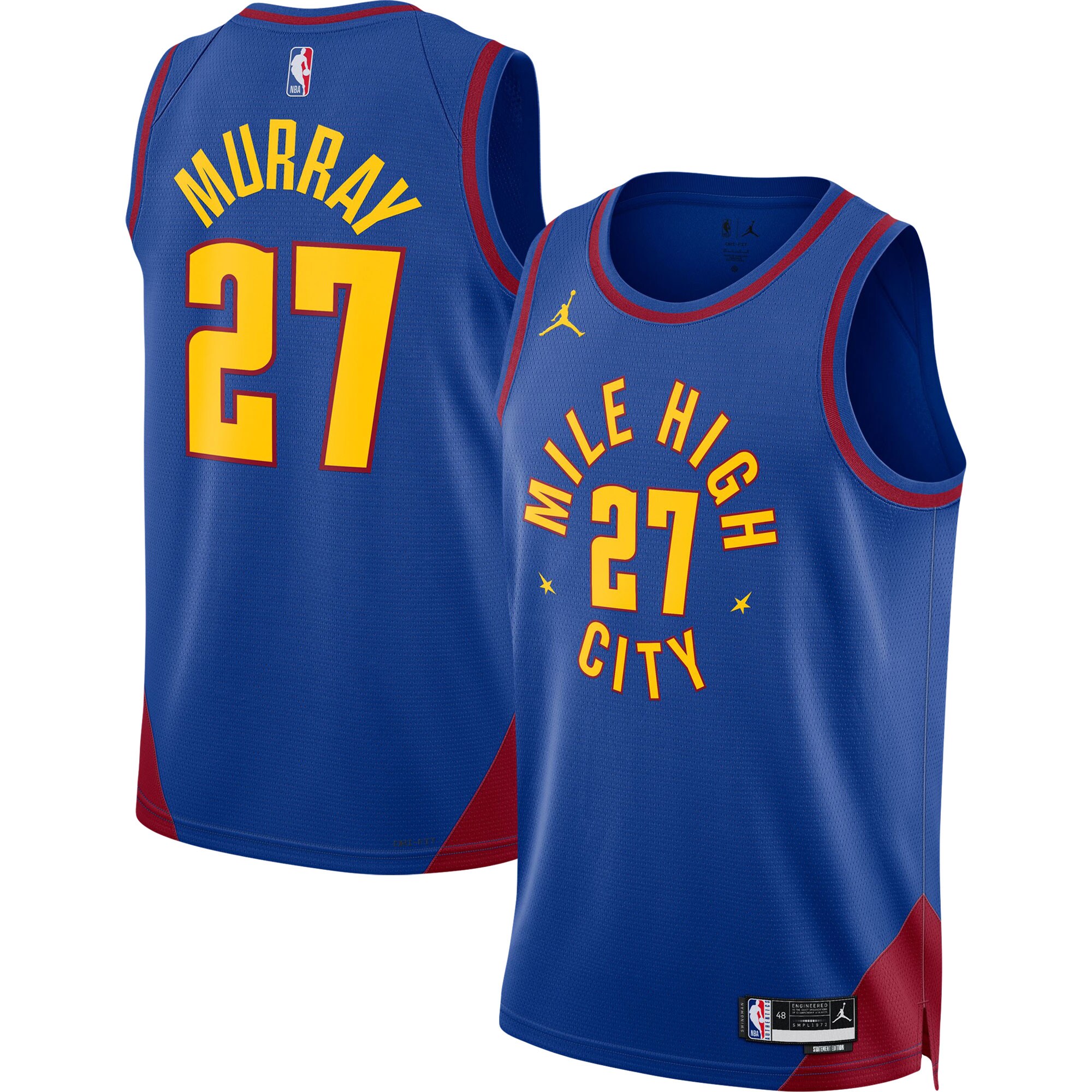 Jamal Murray Denver Nuggets Jordans Brand Unisex Swingman Jersey - Statement Edition - Blue - vstockx