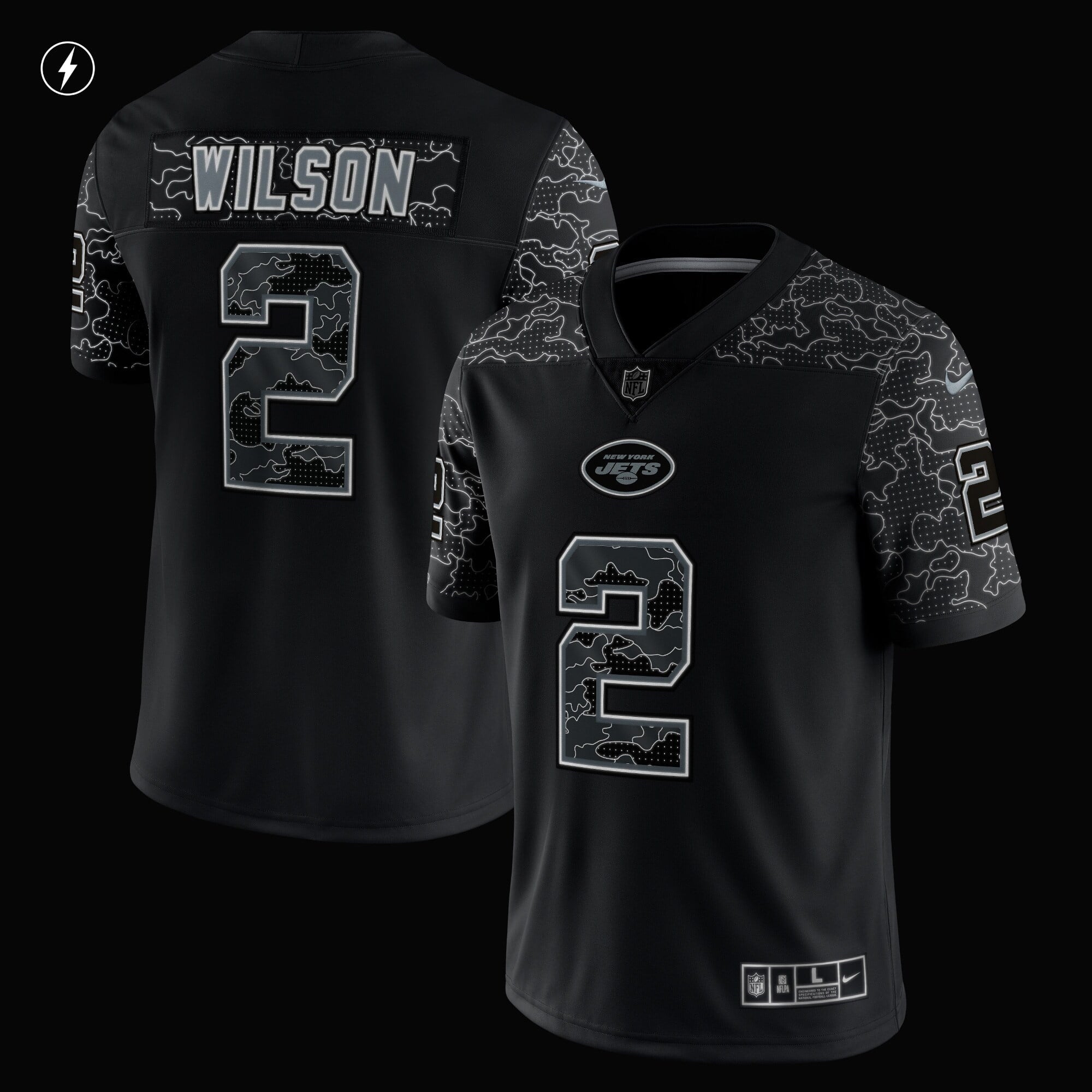 Men's Nike Zach Wilson Black New York Jets RFLCTV Limited Jersey - vstockx