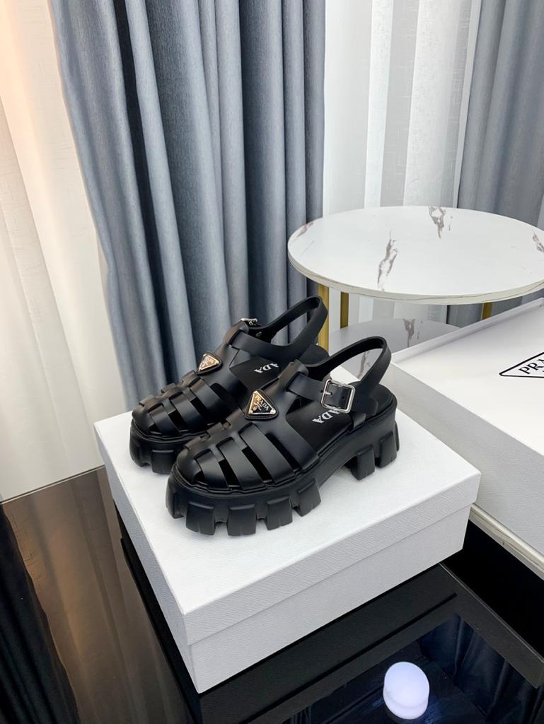 Prada Monolith Foam Rubber 55mm Sandals Black - vstockx