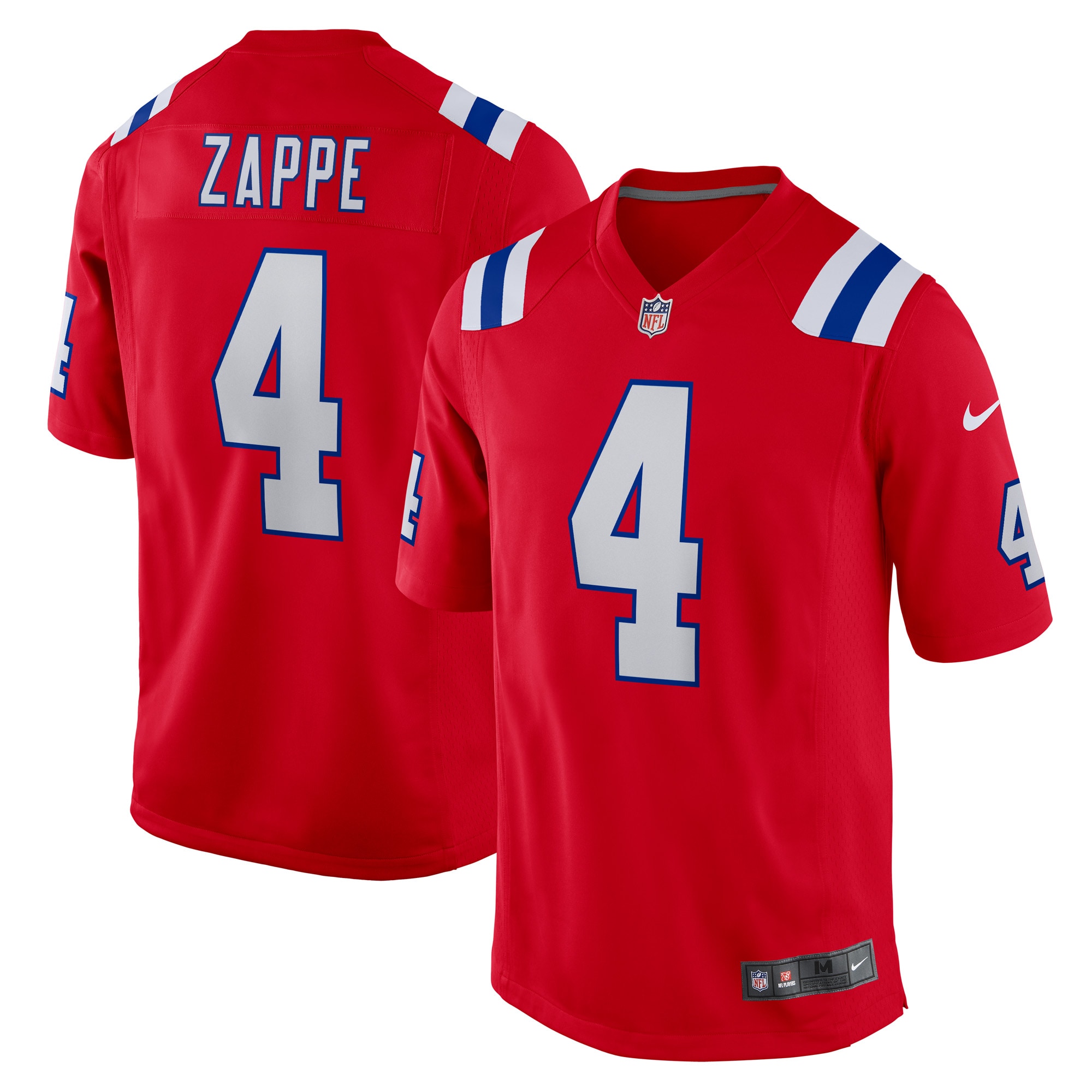 Bailey Zappe New England Patriots Nike Alternate Game Player Jersey - Red - vstockx