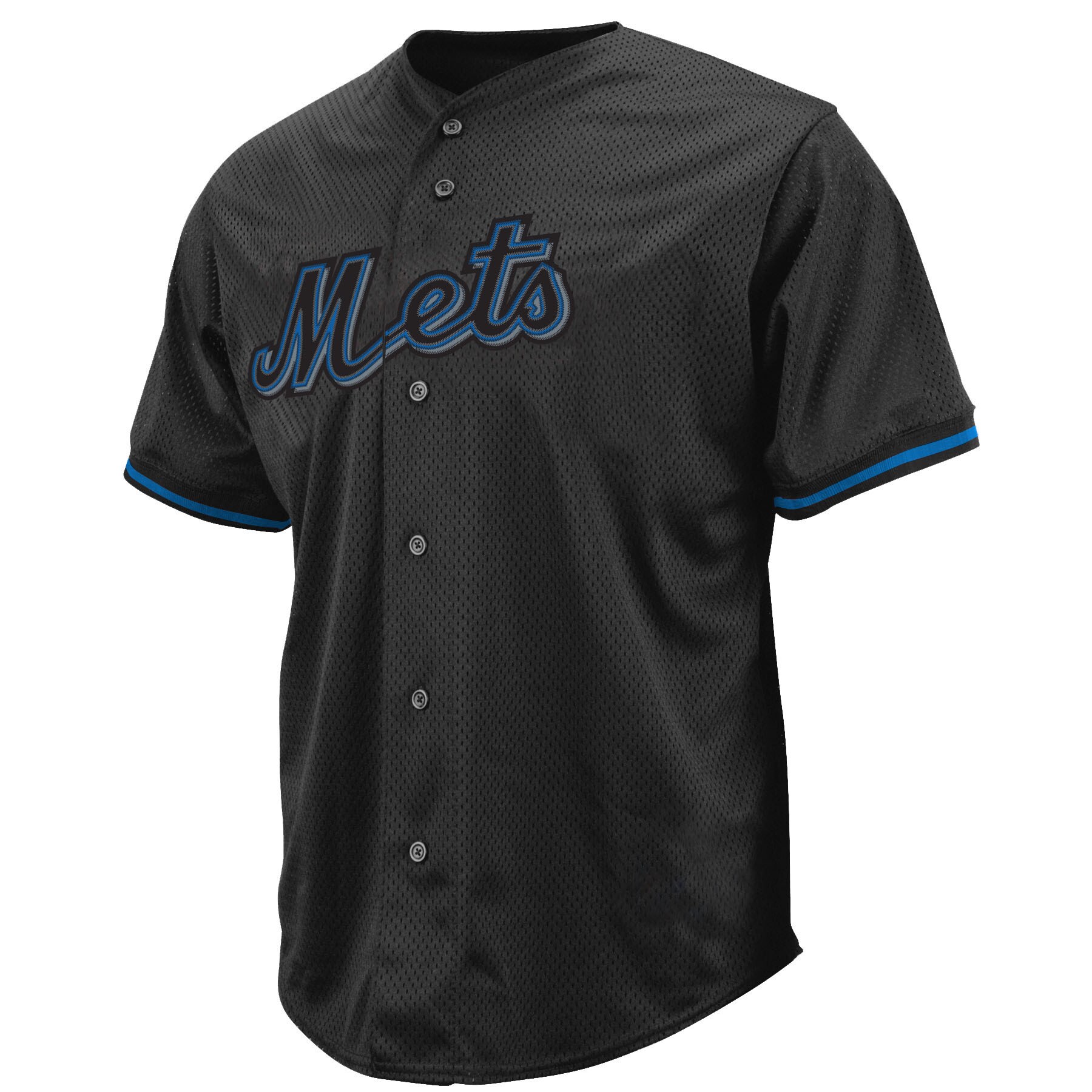 New York Mets Big & Tall Pop Fashion Jersey - Black - vstockx