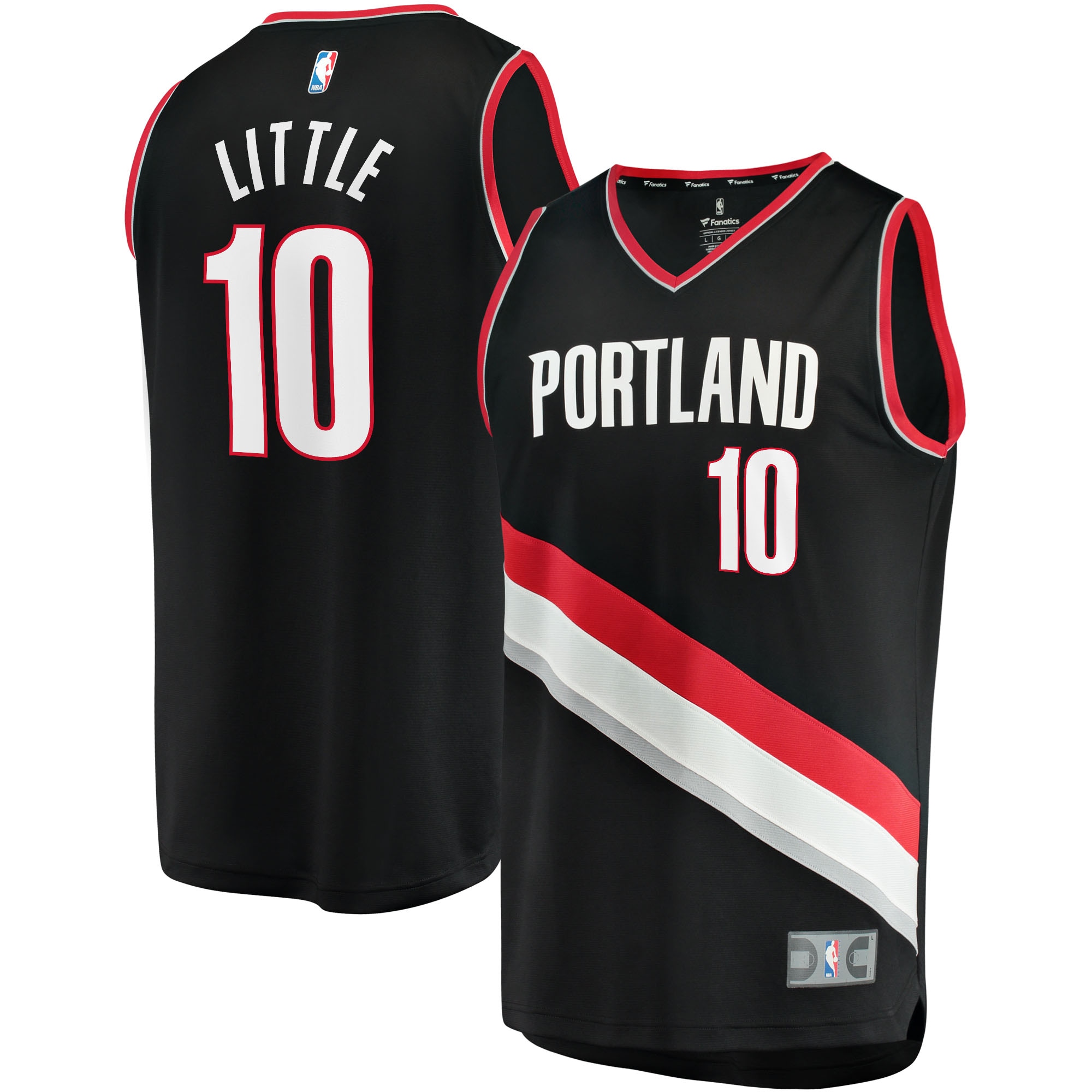 Nassir Little Portland Trail Blazers Fanatics Branded 2021/22 Fast Break Replica Jersey - Icon Edition - Black - vstockx
