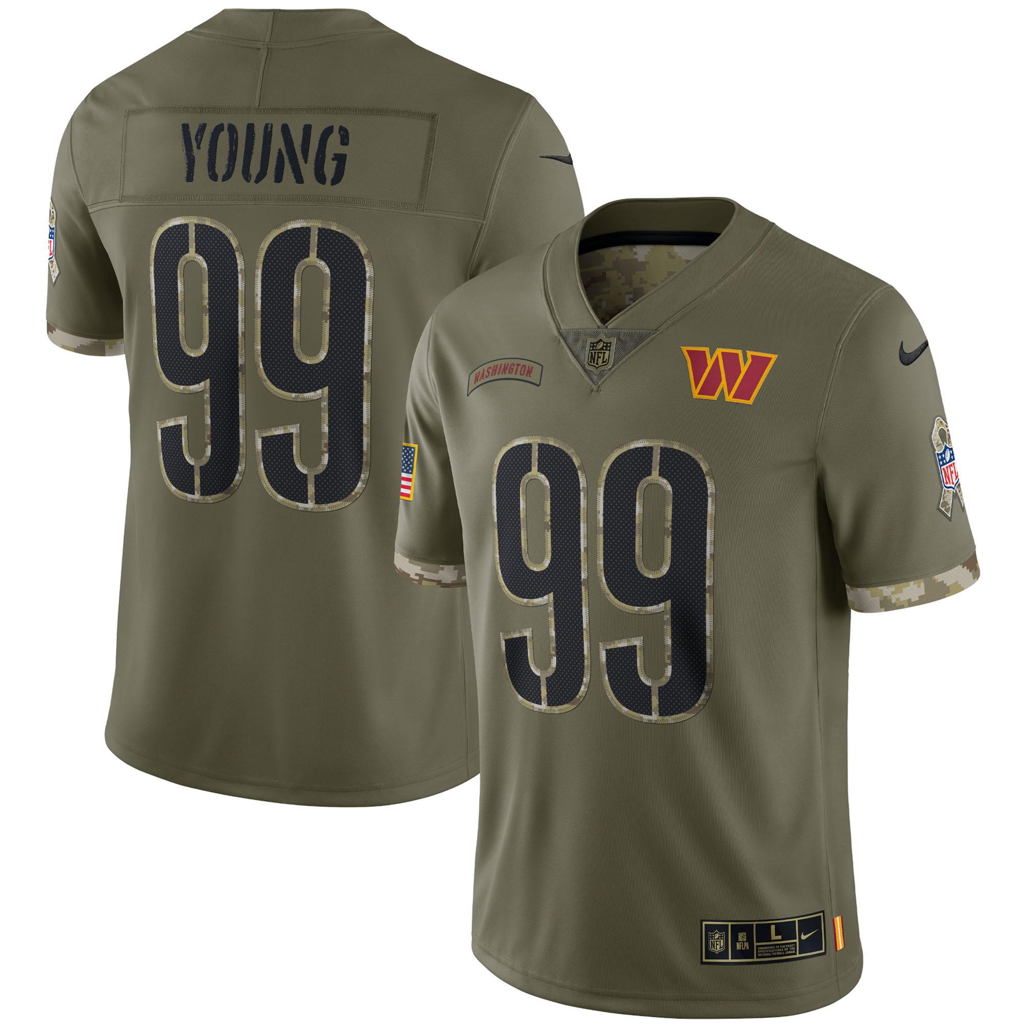 Chase Young Washington Commanders Nike 2022 Salute To Service Limited Jersey - Olive - vstockx