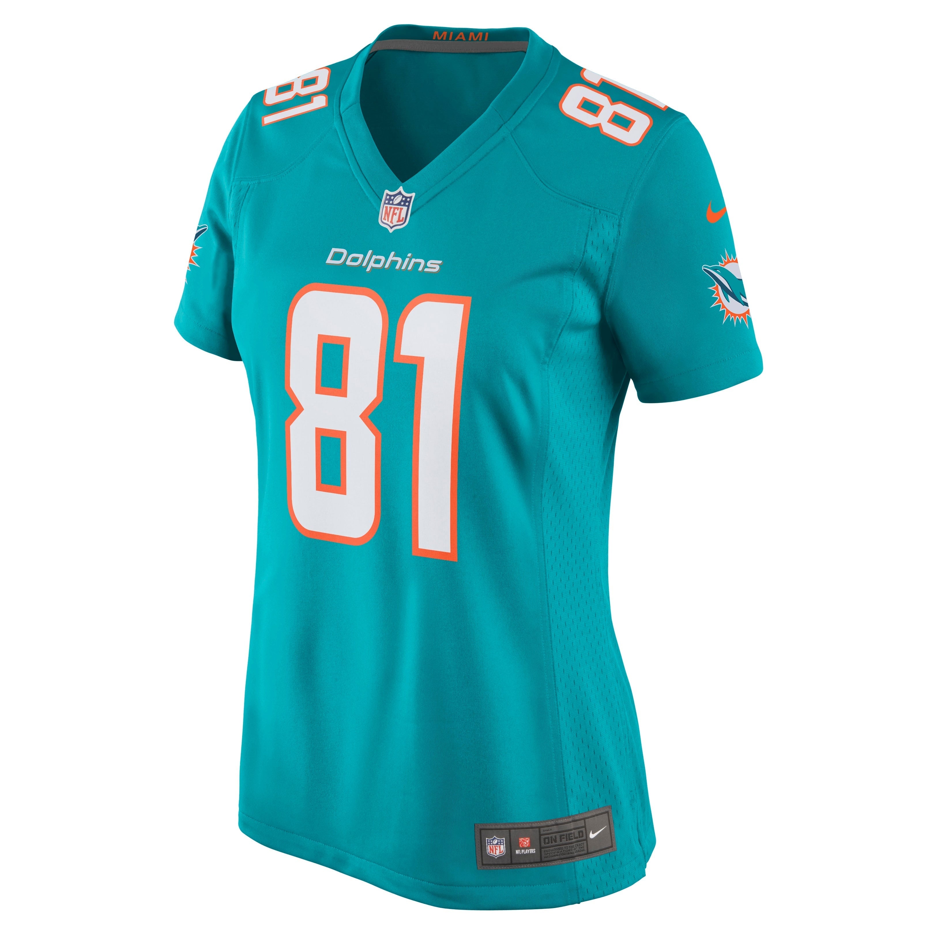 Women's Nike Durham Smythe Aqua Miami Dolphins Game Jersey - vstockx