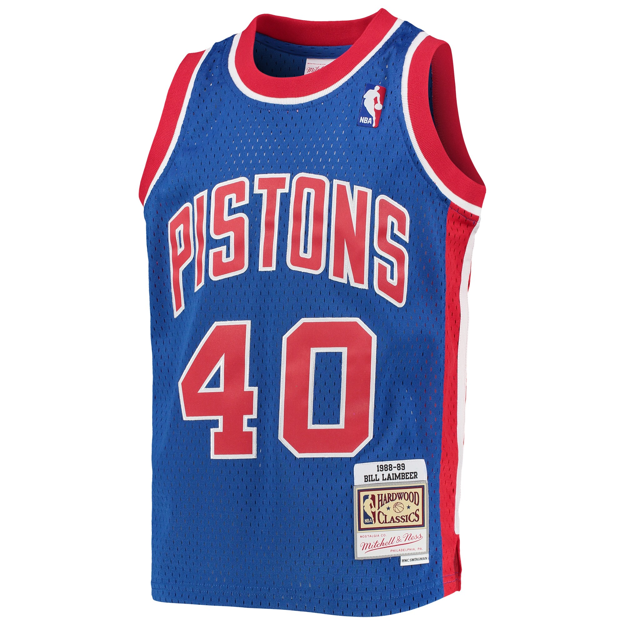 Bill Laimbeer Detroit Pistons Mitchell & Ness Youth 1988/89 Hardwood Classics Swingman Jersey - Blue - vstockx