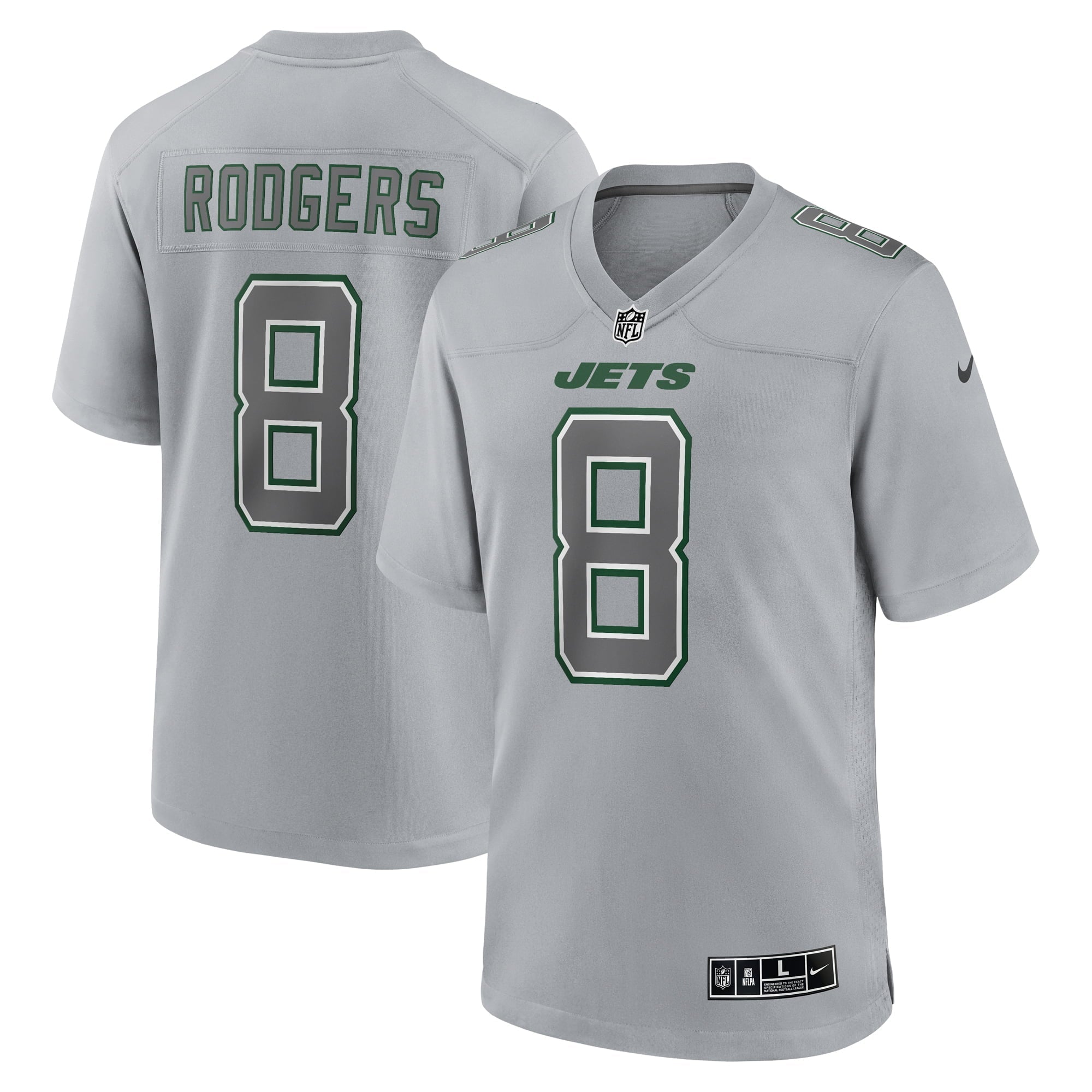 Men's Nike Aaron Rodgers Heather Gray New York Jets Atmosphere Fashion Game Jersey - vstockx