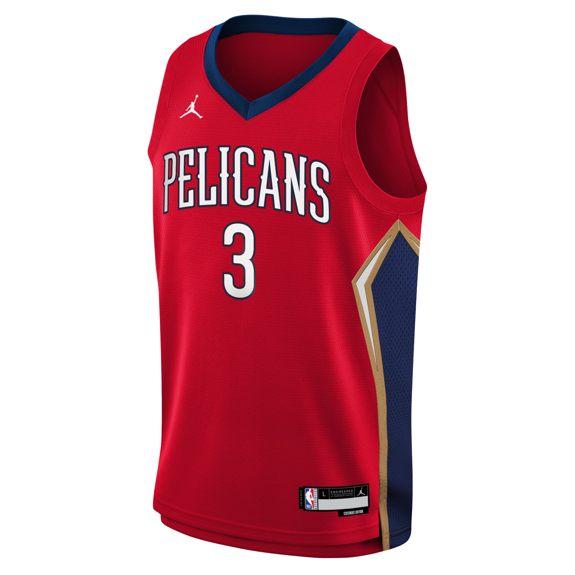 C.J. McCollum New Orleans Pelicans Jordans Brand Youth Swingman Jersey - Statement Edition - Red - vstockx