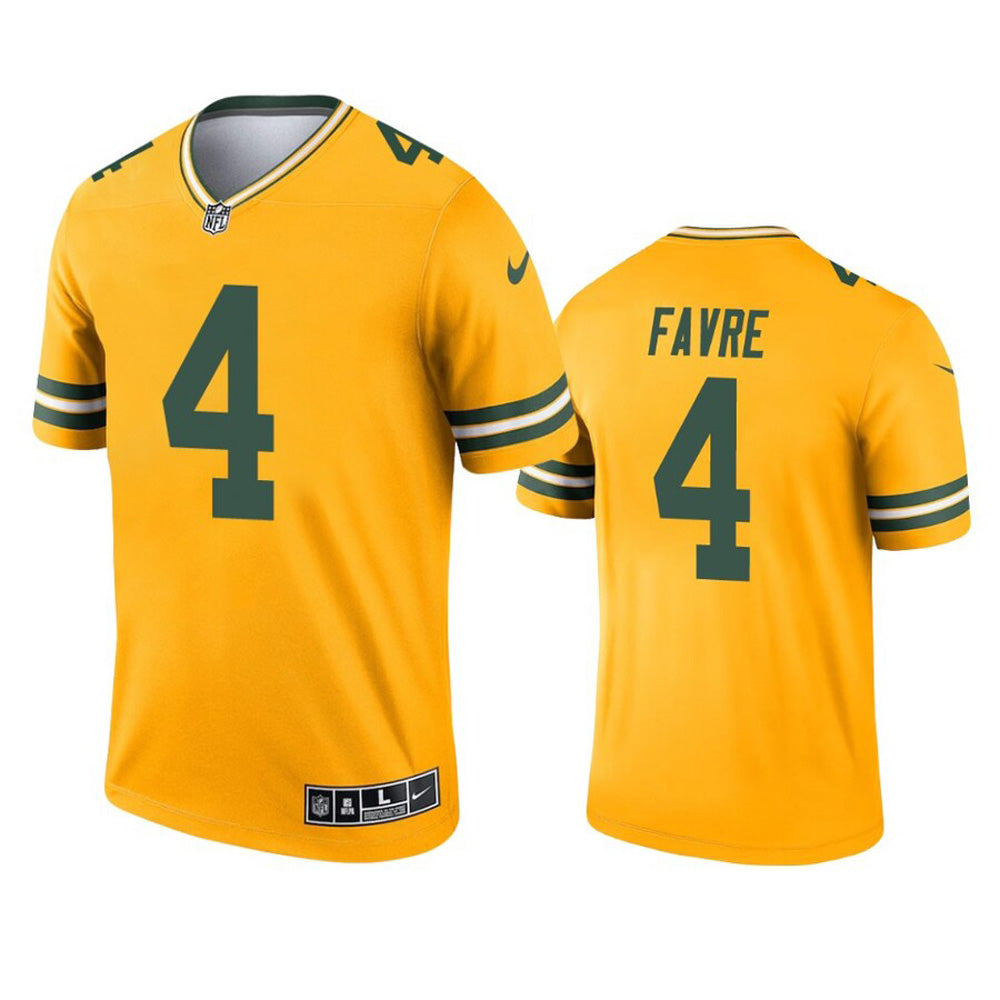 Men's Green Bay Packers Brett Favre Inverted Legend Jersey - Gold - vstockx