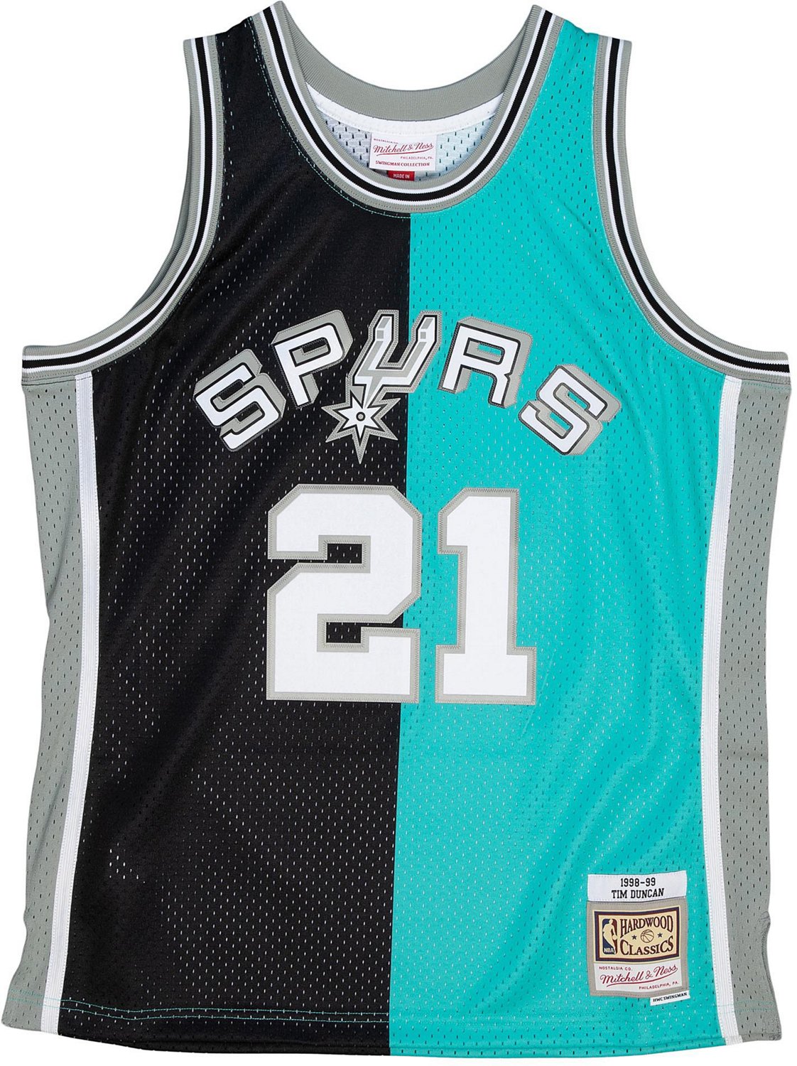 Mitchell & Ness Men's San Antonio Spurs Duncan NBA Split Swingman 1998 Jersey - vstockx