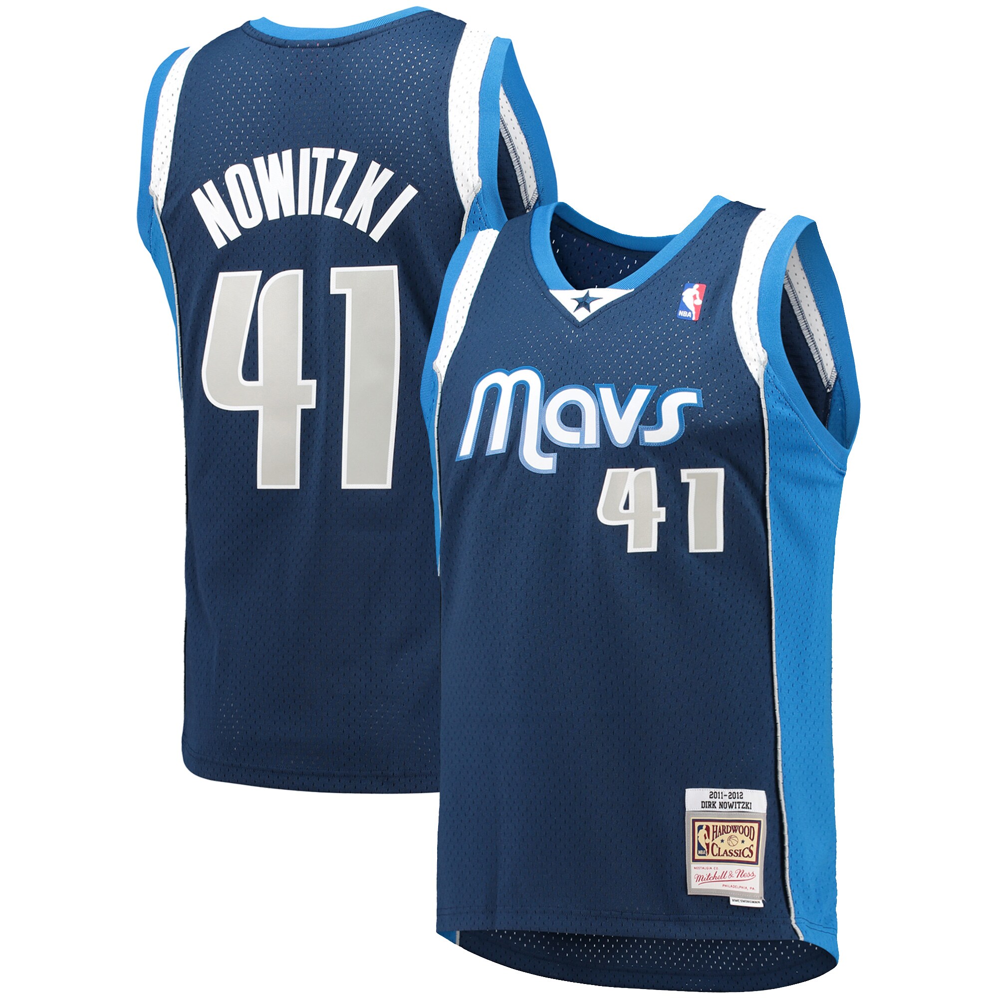 Dirk Nowitzki Dallas Mavericks Mitchell & Ness Hardwood Classics Swingman Jersey - Navy - vstockx