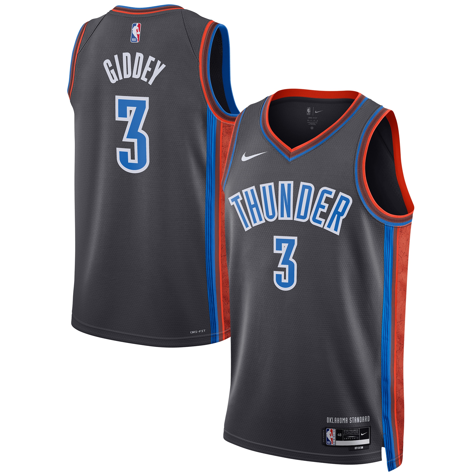 Josh Giddey Oklahoma City Thunder Nike Unisex 2022/23 Swingman Jersey - City Edition - Gray - vstockx