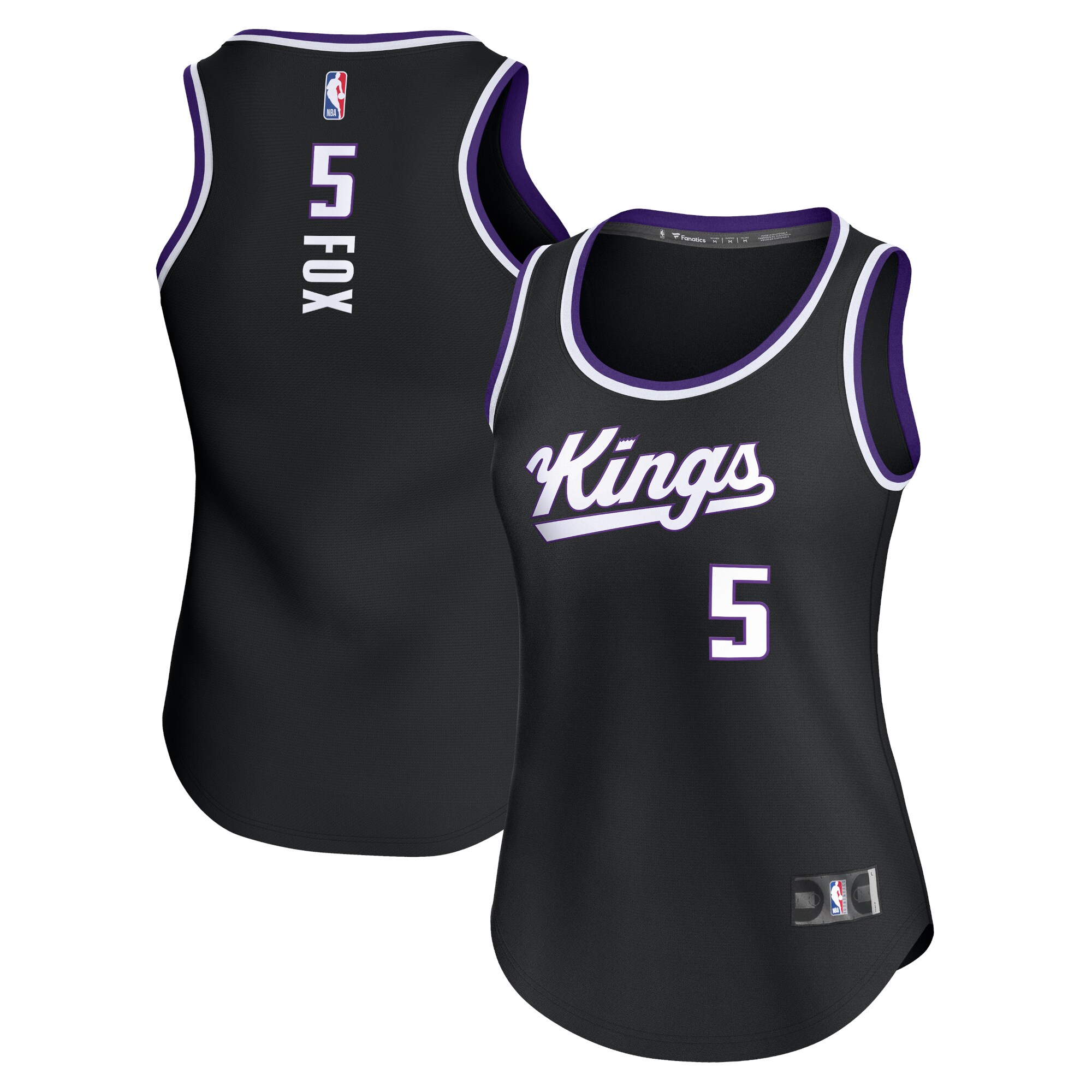 De'Aaron Fox Sacramento Kings Fanatics Branded Women's Fast Break Player Jersey - Icon Edition - Black - vstockx