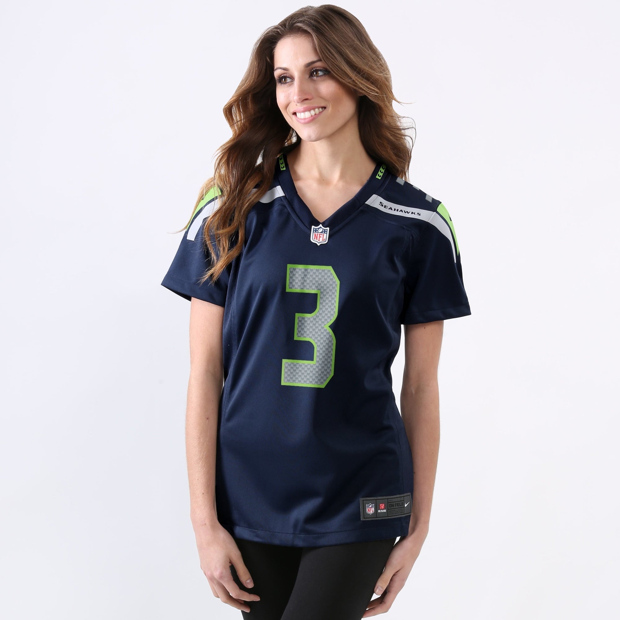 Women's Seattle Seahawks Russell Wilson Nike College Navy Game Player Jersey - vstockx