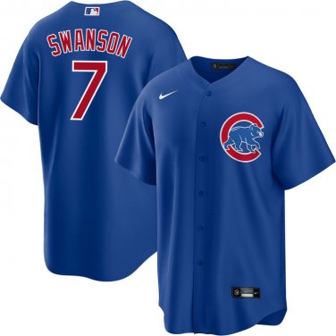 Men's Dansby Swanson Chicago Cubs Alternate Blue Premium Stitch Replica Jersey - vstockx