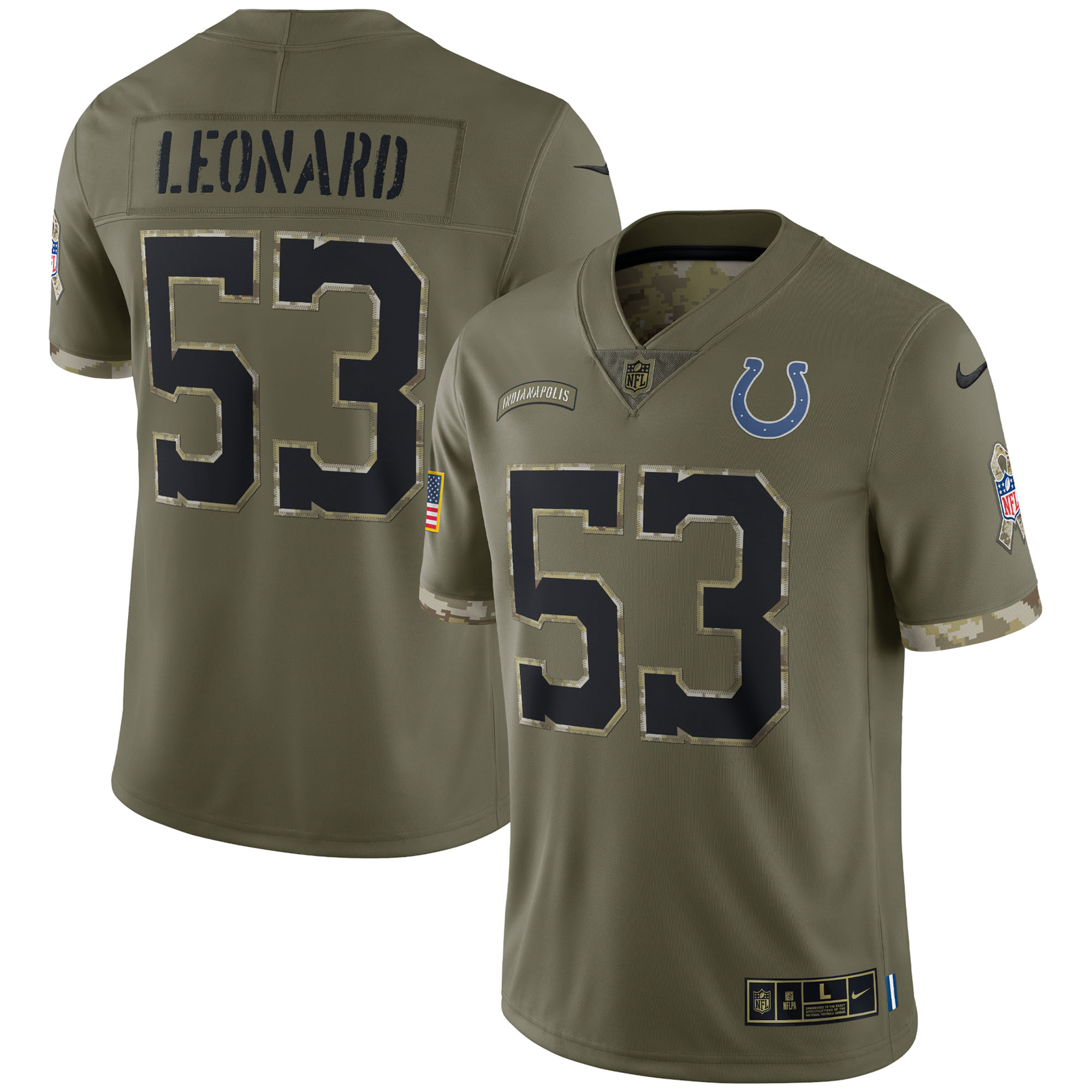 Shaquille Leonard Indianapolis Colts Nike 2022 Salute To Service Limited Jersey - Olive - vstockx