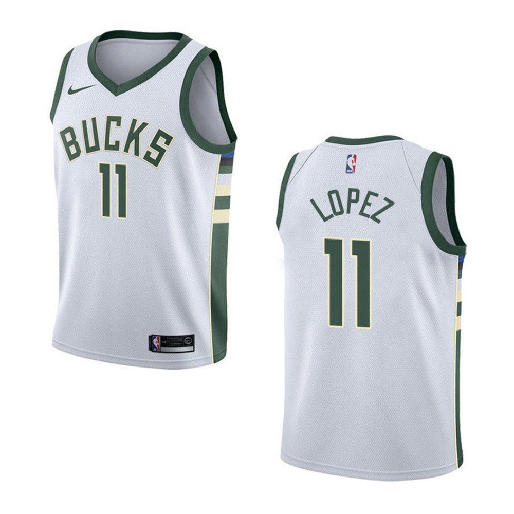 Youth Milwaukee Bucks Brook Lopez Association Jersey - White - vstockx