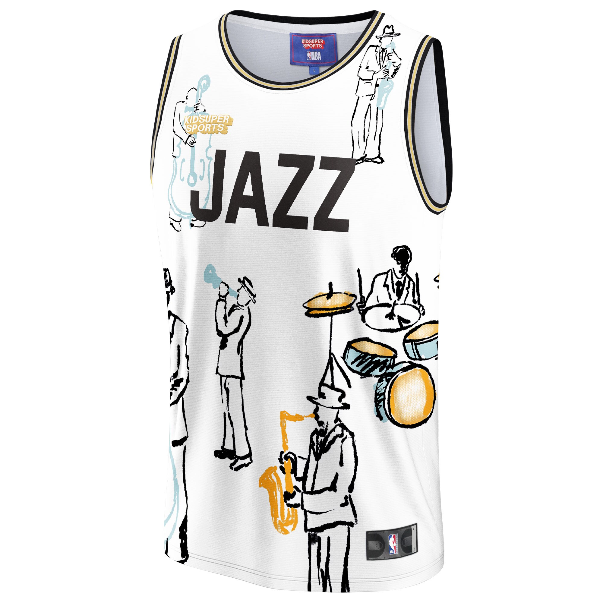 Utah Jazz NBA & KidSuper Studios by Fanatics Unisex Hometown Jersey - White - vstockx