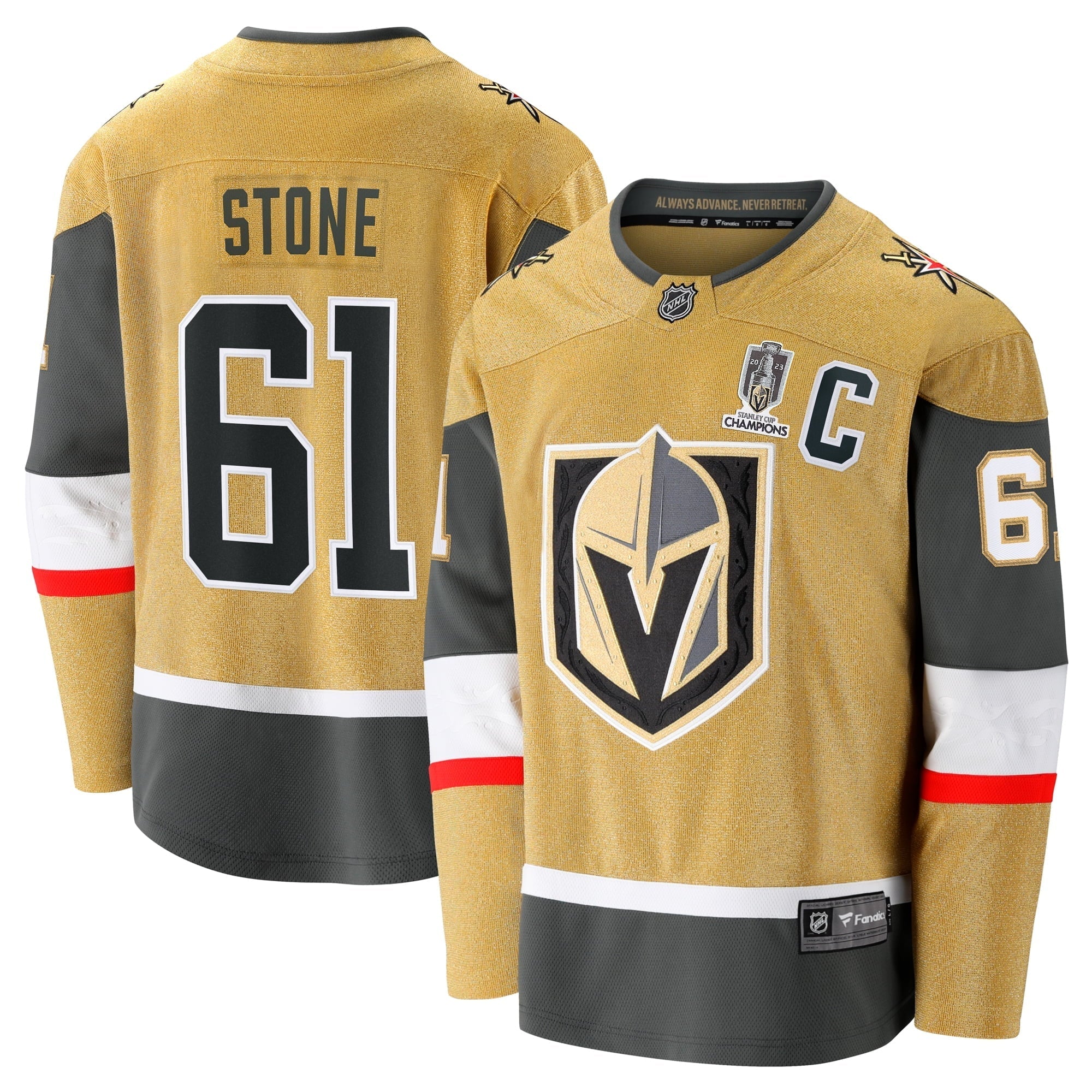 Men's Fanatics Branded Mark Stone Gold Vegas Golden Knights 2023 Stanley Cup Champions Home Breakaway Player Jersey - vstockx