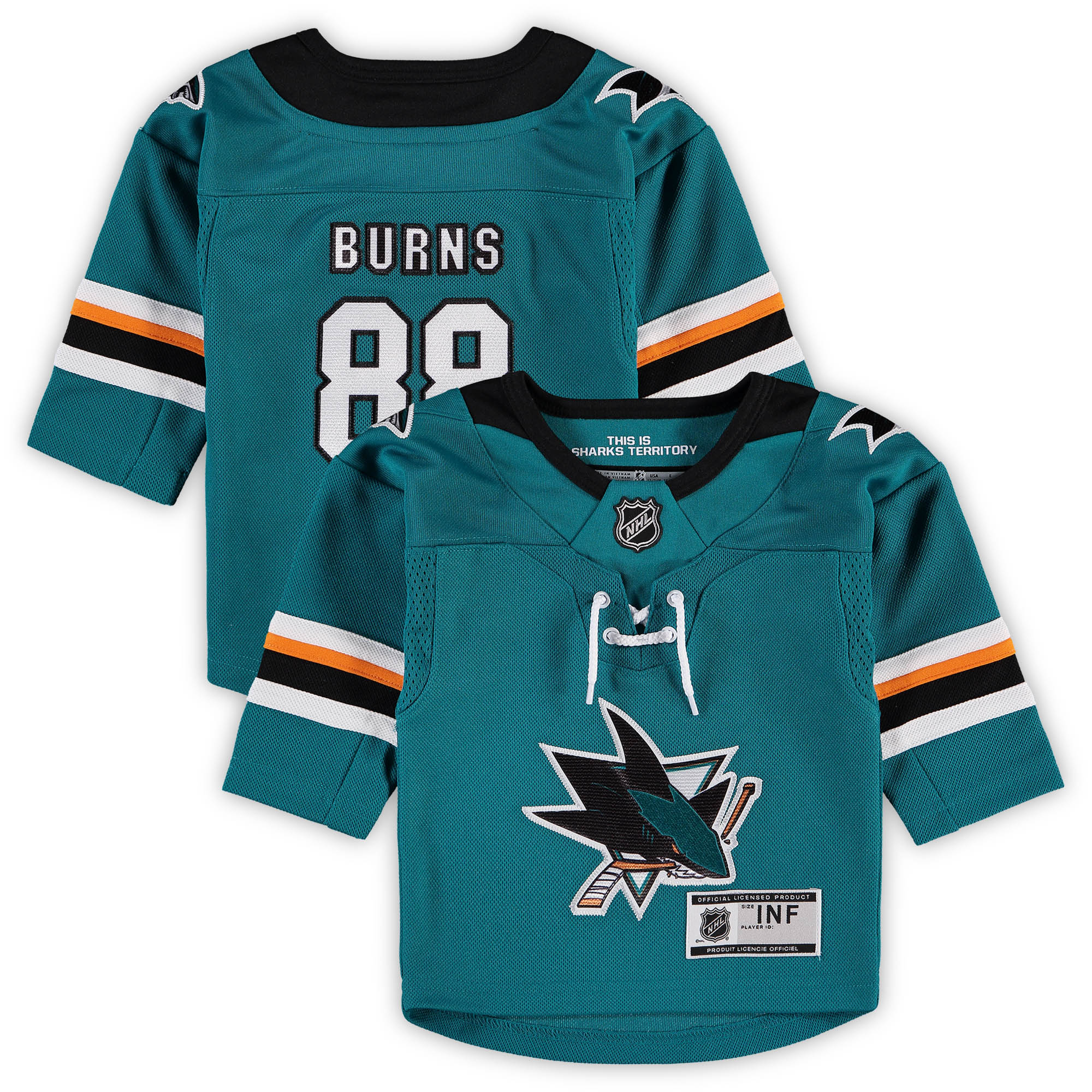 Brent Burns San Jose Sharks Infant Home Premier Player Jersey - Teal - vstockx