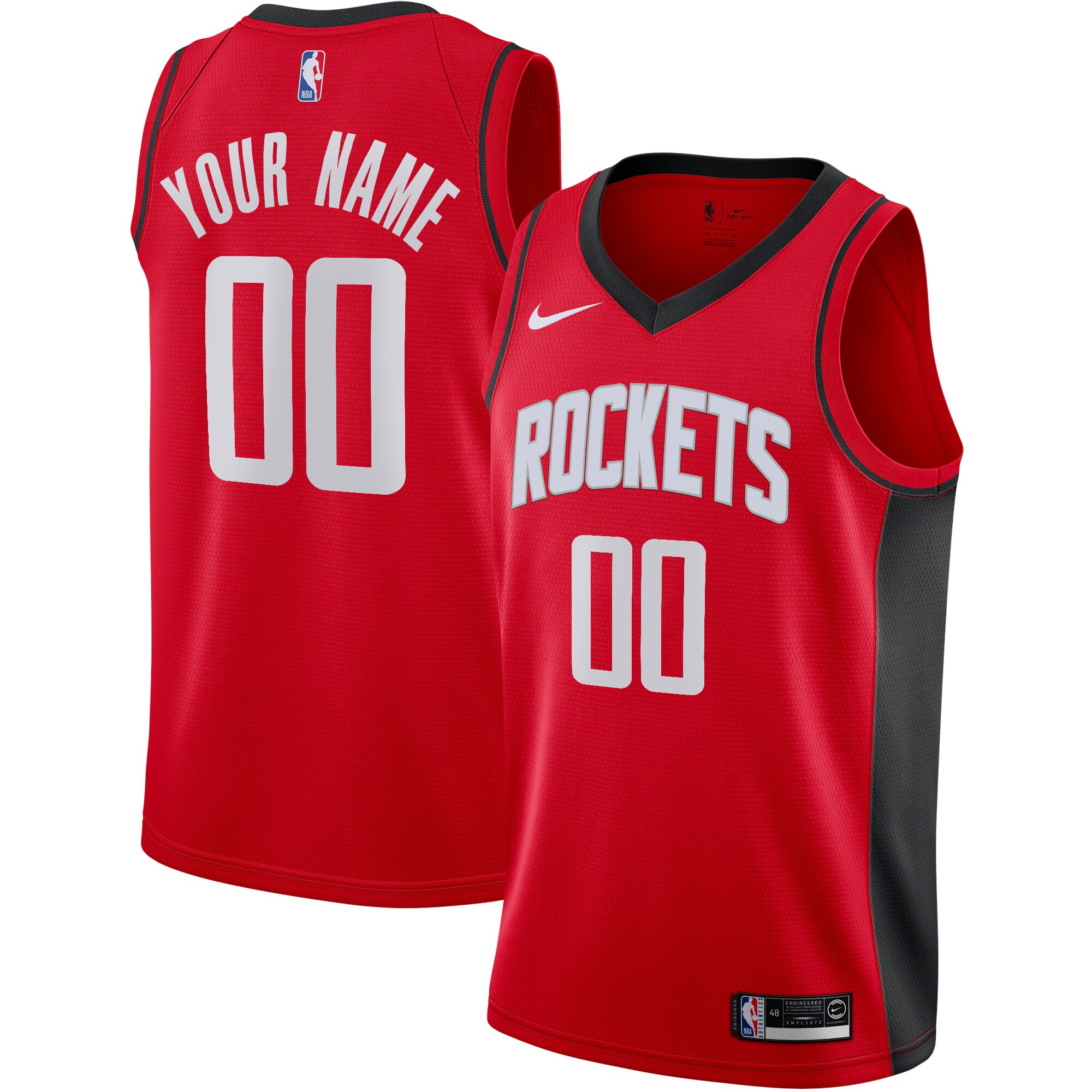 Houston Rockets Nike Custom Swingman Jersey - Icon Edition - Red - vstockx