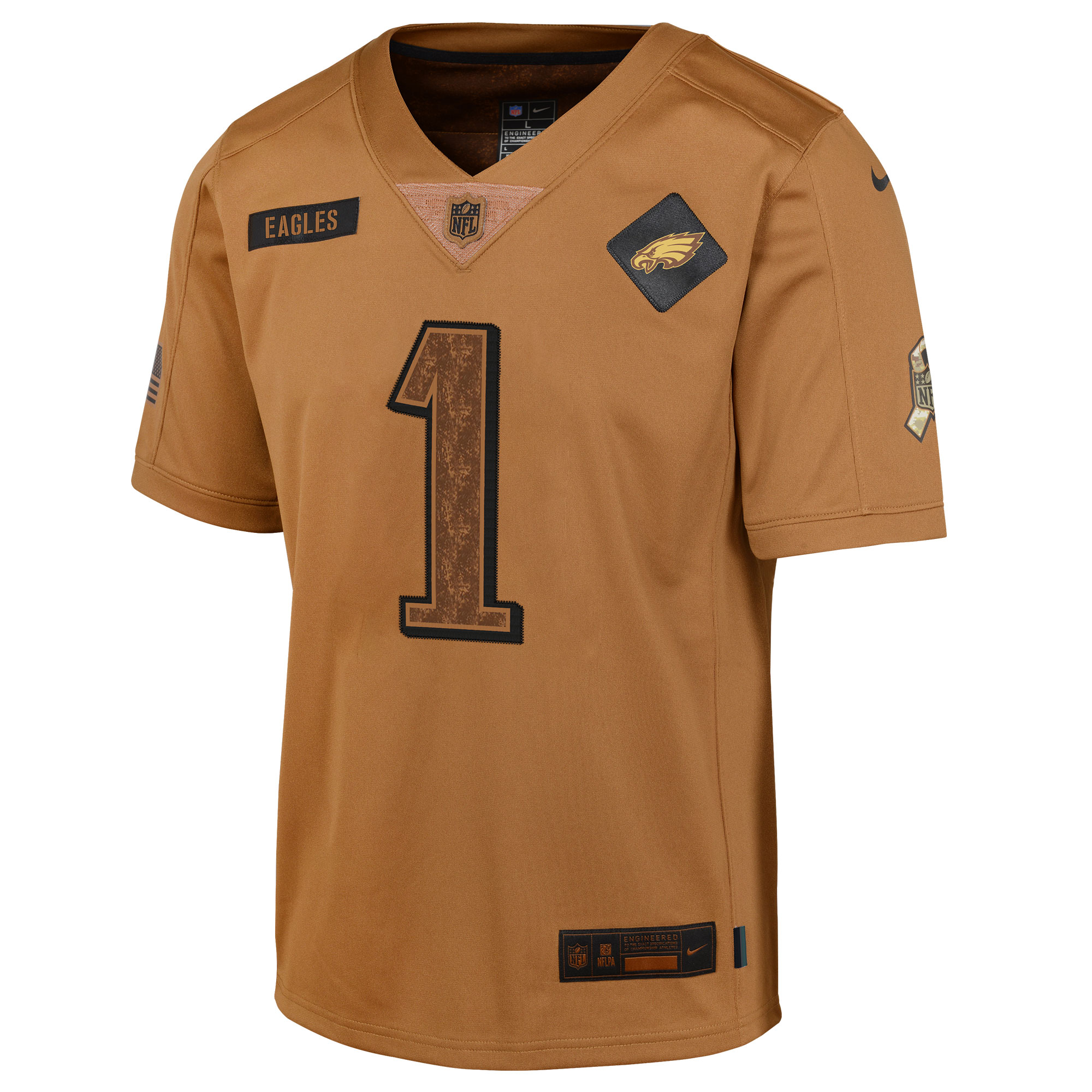 Jalen Hurts Philadelphia Eagles Nike Youth 2023 Salute To Service Limited Jersey - Brown - vstockx