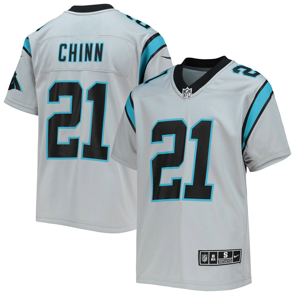 Youth Carolina Panthers Jeremy Chinn Inverted Team Game Jersey Silver - vstockx
