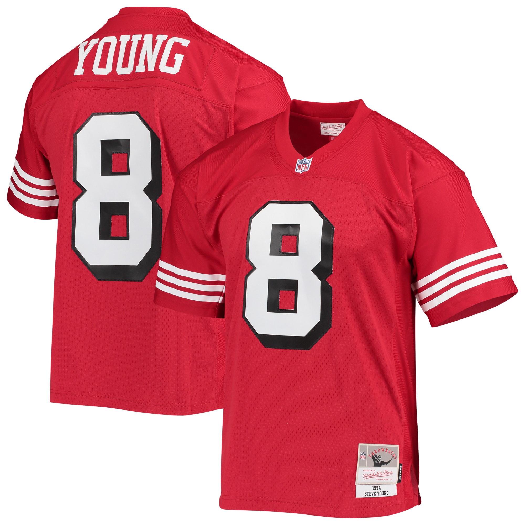 Steve Young San Francisco 49ers Mitchell & Ness Legacy Replica Jersey - Scarlet - vstockx