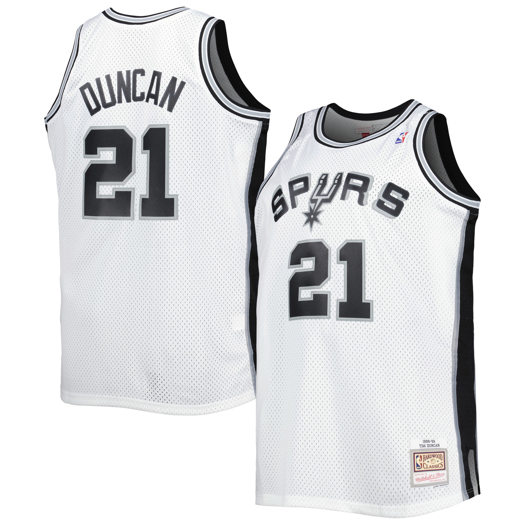 Tim Duncan San Antonio Spurs Mitchell & Ness Big & Tall Hardwood Classics 1998/99 Swingman Jersey - White - vstockx