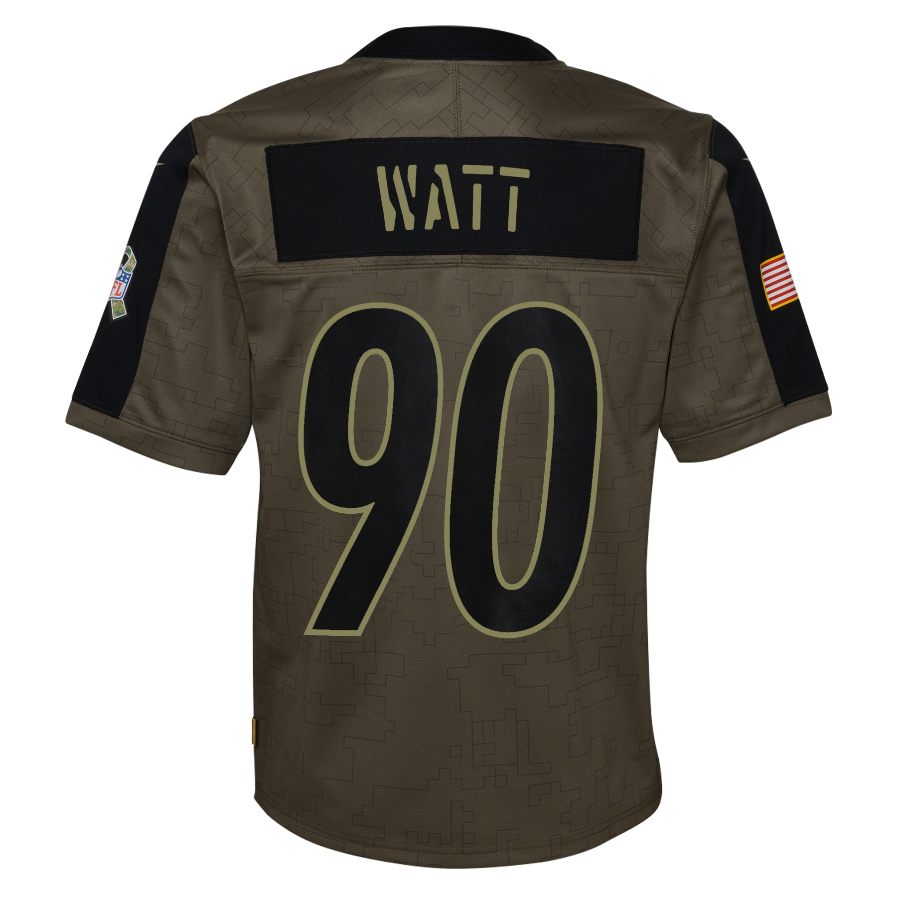 T.J. Watt Pittsburgh Steelers Nike Youth 2021 Salute To Service Game Jersey - Olive - vstockx