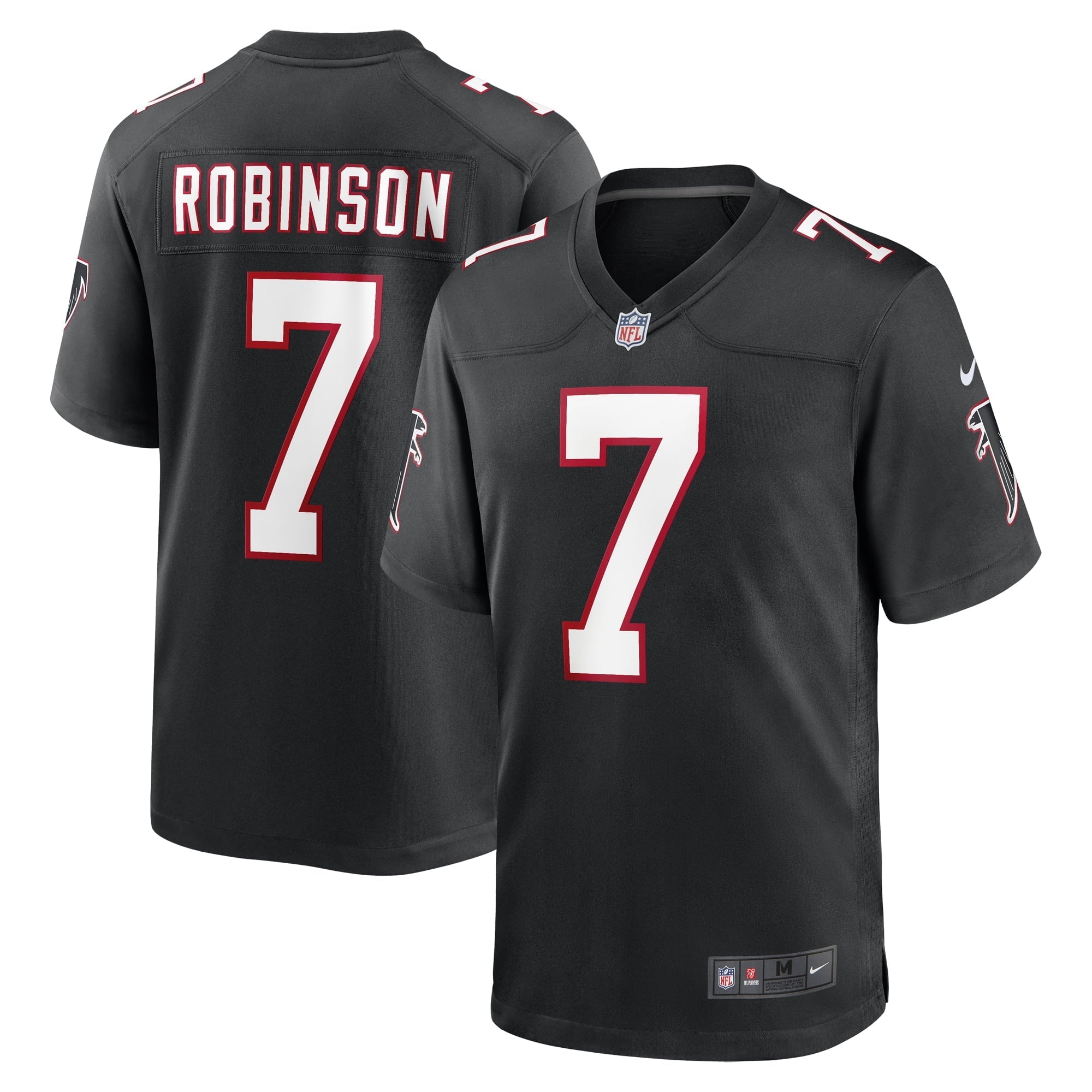 Men's Nike Bijan Robinson Black Atlanta Falcons 2023 NFL Draft First Round Pick Throwback Game Jersey - vstockx