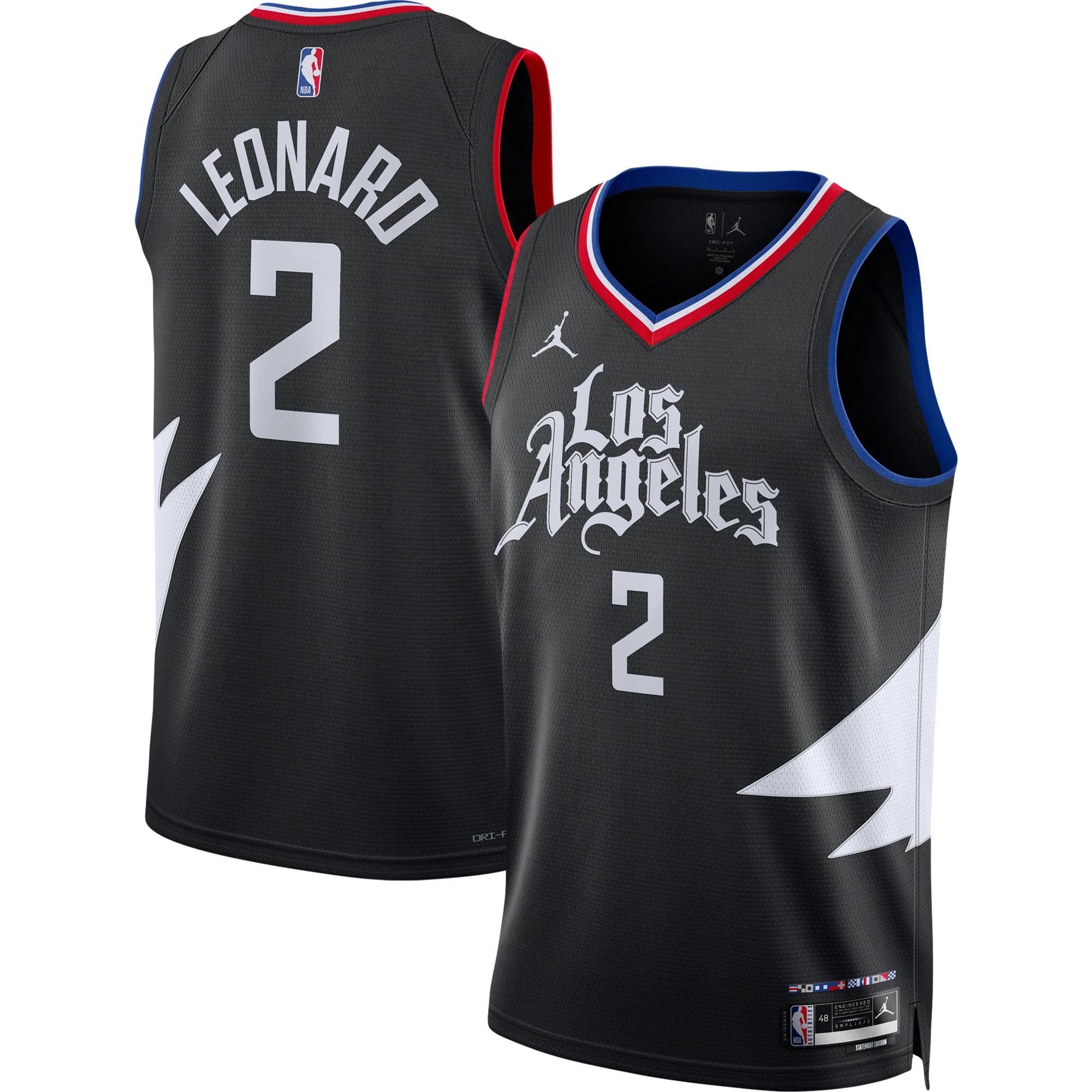 Kawhi Leonard LA Clippers Jordans Brand Unisex Swingman Jersey - Statement Edition - Black - vstockx