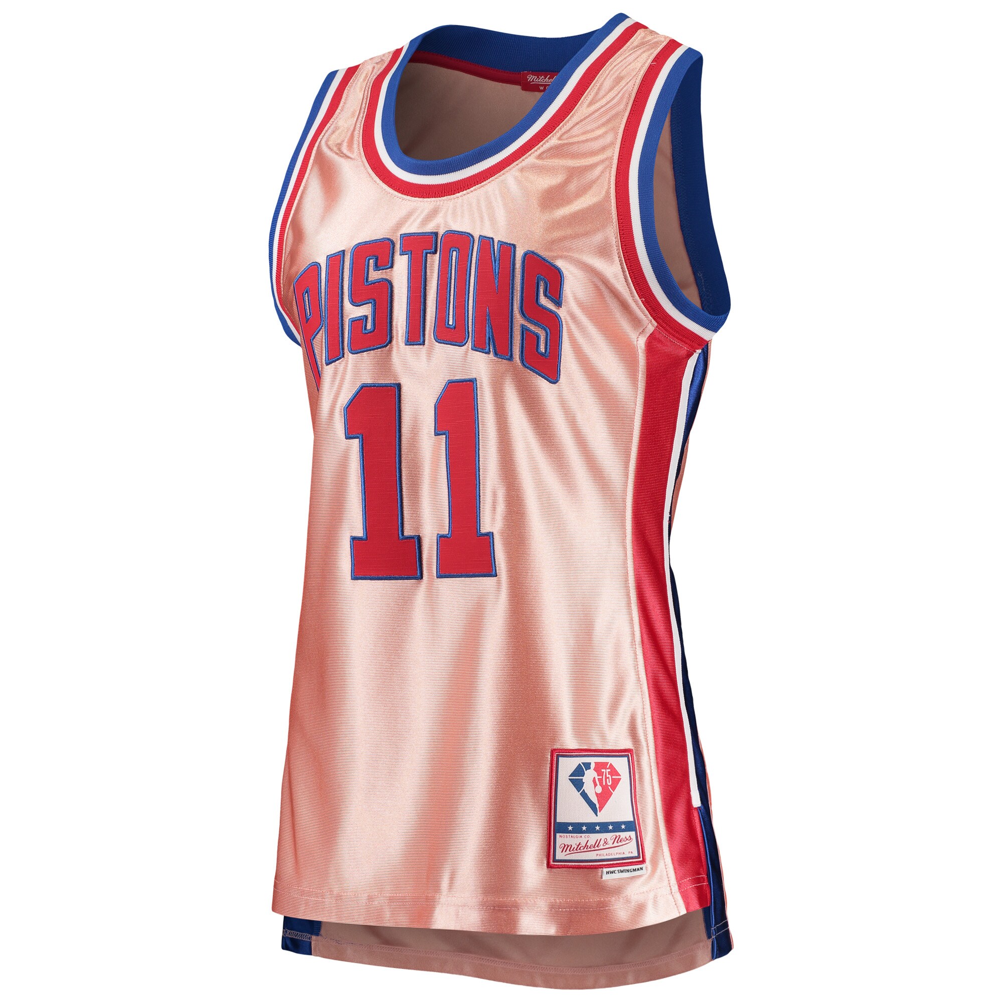 Isiah Thomas Detroit Pistons Mitchell & Ness Women's 75th Anniversary Rose Gold 1982 Swingman Jersey - Pink - vstockx
