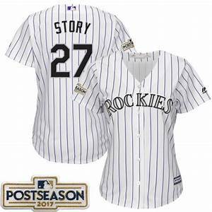 Womens Colorado Rockies Trevor Story Cool Base Replica Jersey White - vstockx