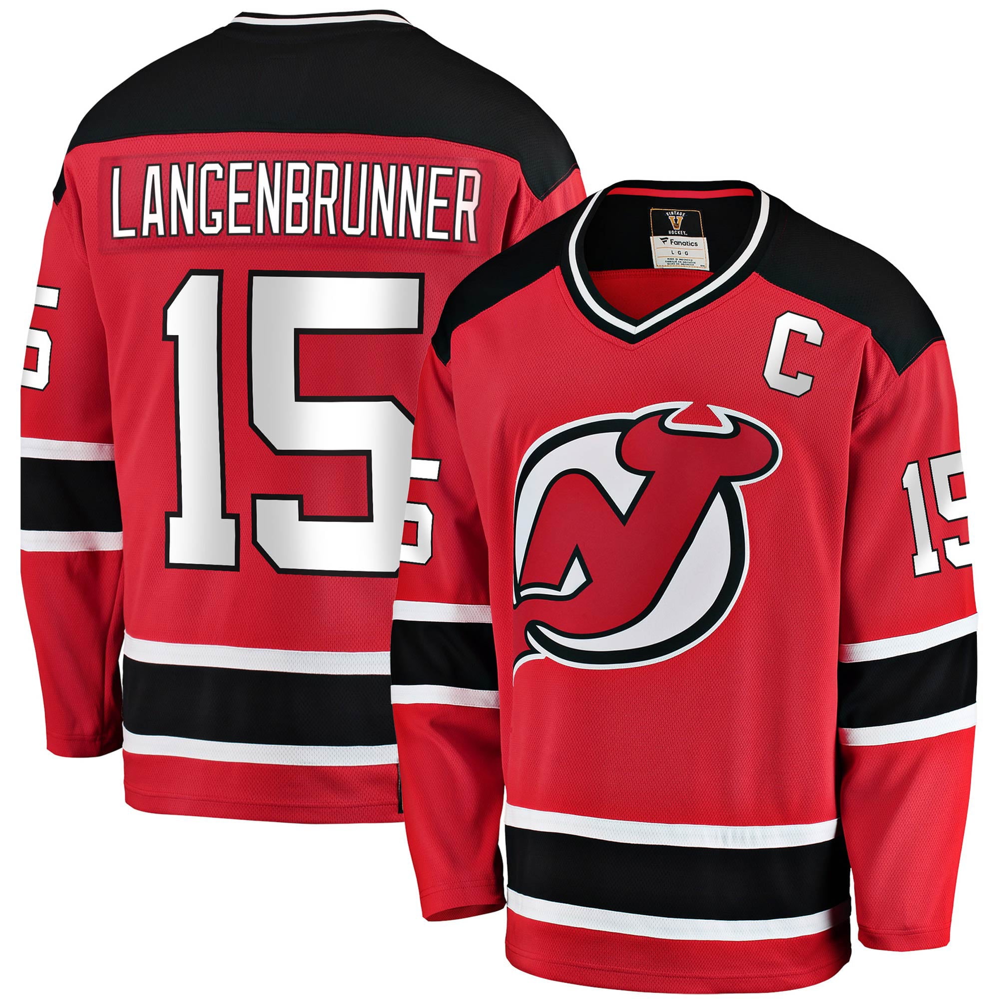 Men's Fanatics Branded Jamie Langenbrunner Red New Jersey Devils Premier Breakaway Retired Player Jersey - vstockx