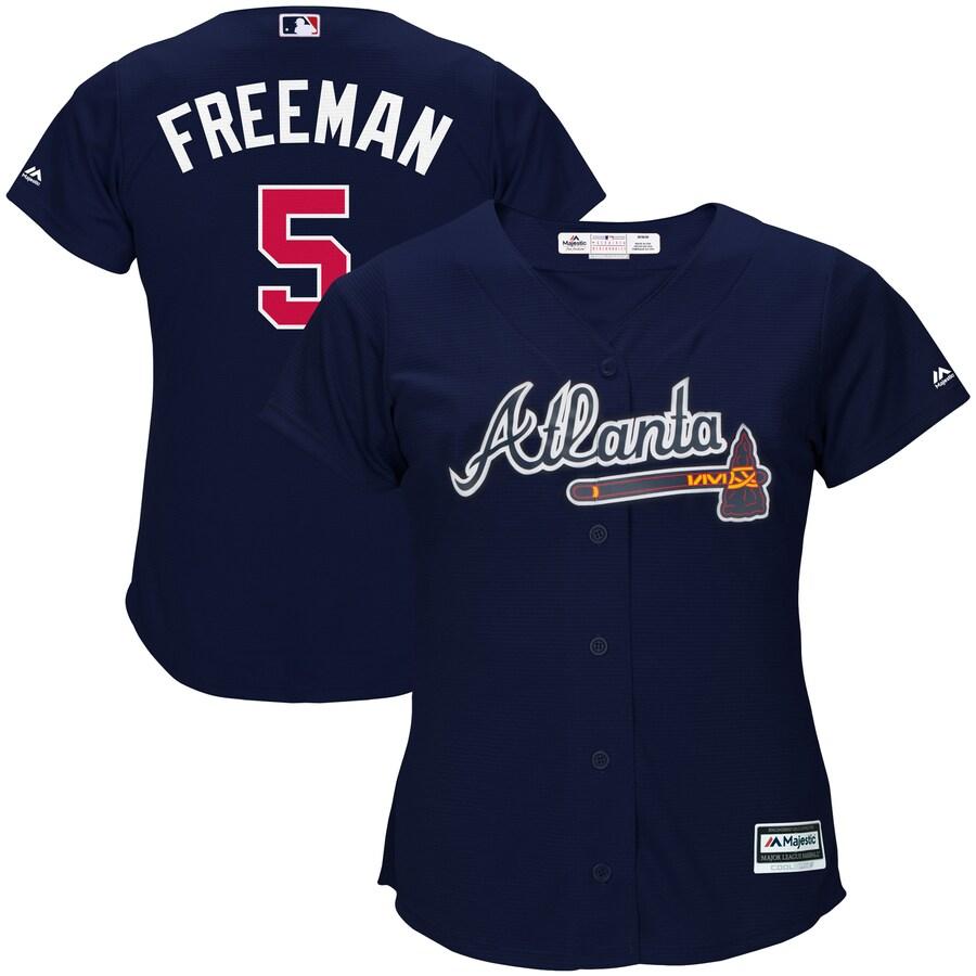 Women's Atlanta Braves Freddie Freeman Cool Base Replica Jersey Navy - vstockx