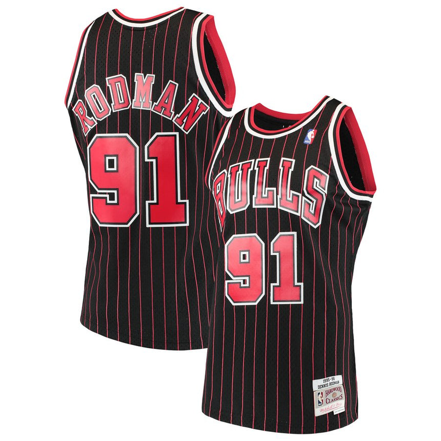 Youth Chicago Bulls Dennis Rodman Mitchell & Ness Black 1995-96 Hardwood Classics Swingman Jersey - vstockx