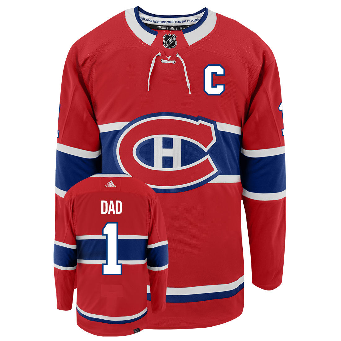 Montreal Canadiens Dad Number One Adidas Primegreen Authentic NHL Hockey Jersey - vstockx