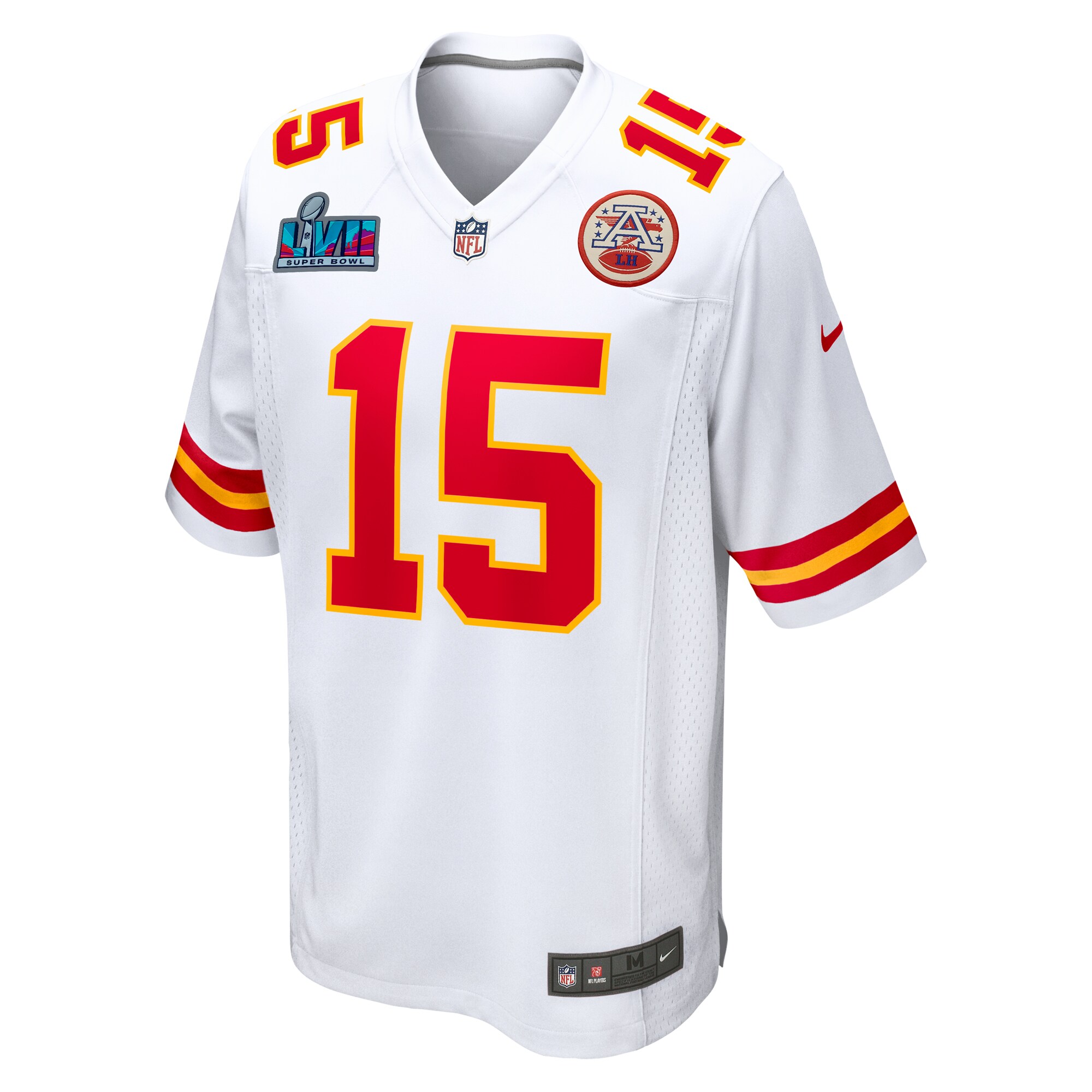 Patrick Mahomes Kansas City Chiefs Nike Super Bowl LVII Patch Away Game Jersey - White - vstockx