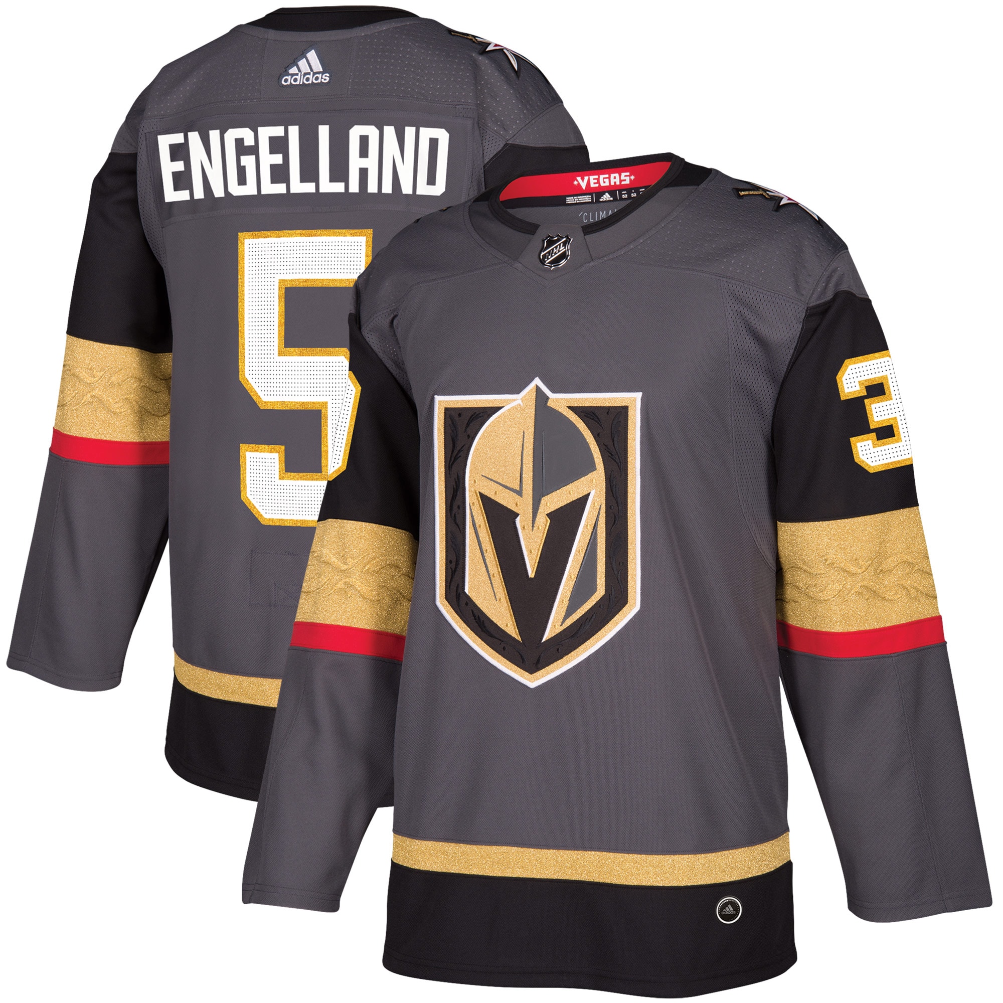 Deryk Engelland Vegas Golden Knights adidas Alternate Authentic Player Jersey - Gray - vstockx