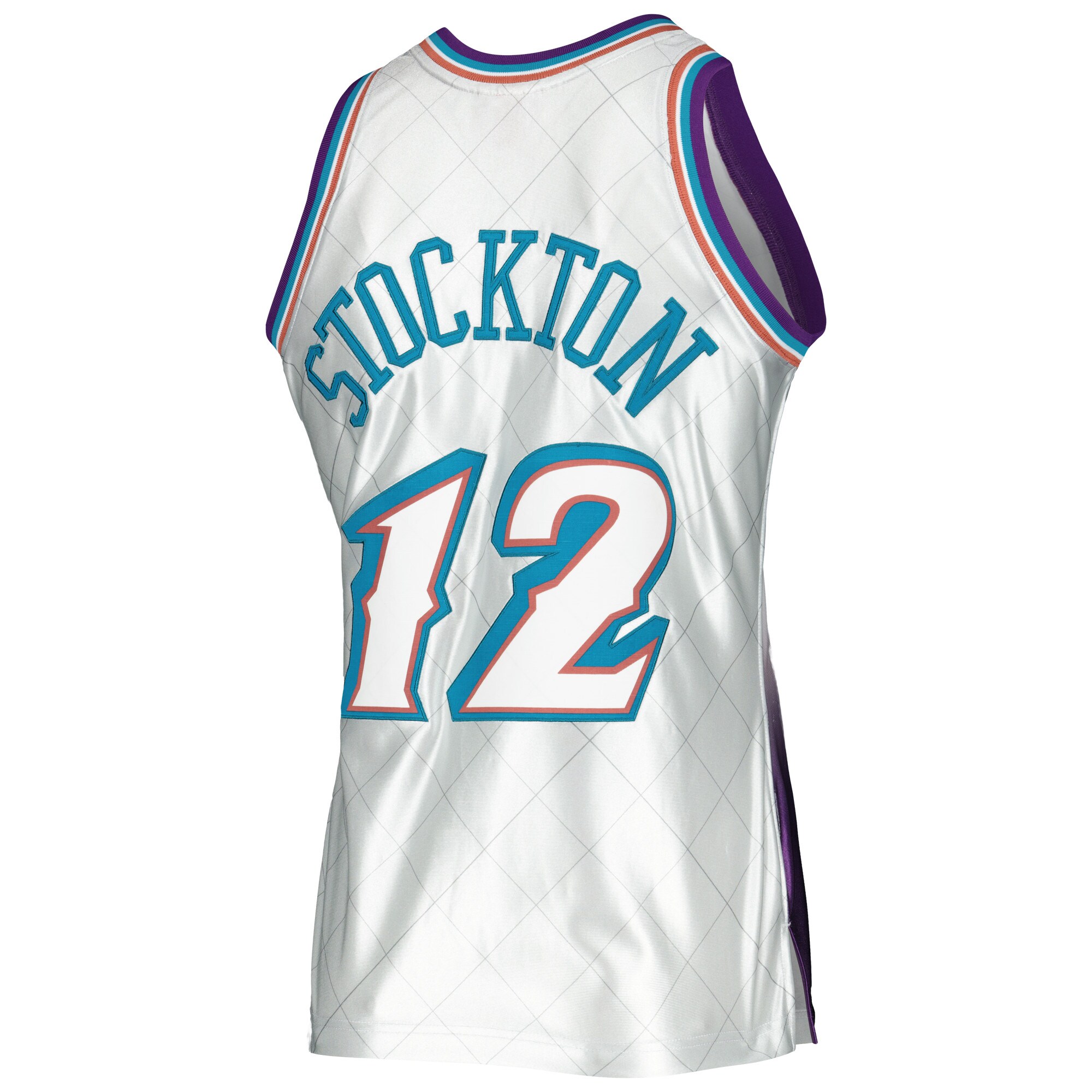 John Stockton Utah Jazz Mitchell & Ness 1996/97 Hardwood Classics 75th Anniversary Swingman Jersey - Platinum - vstockx