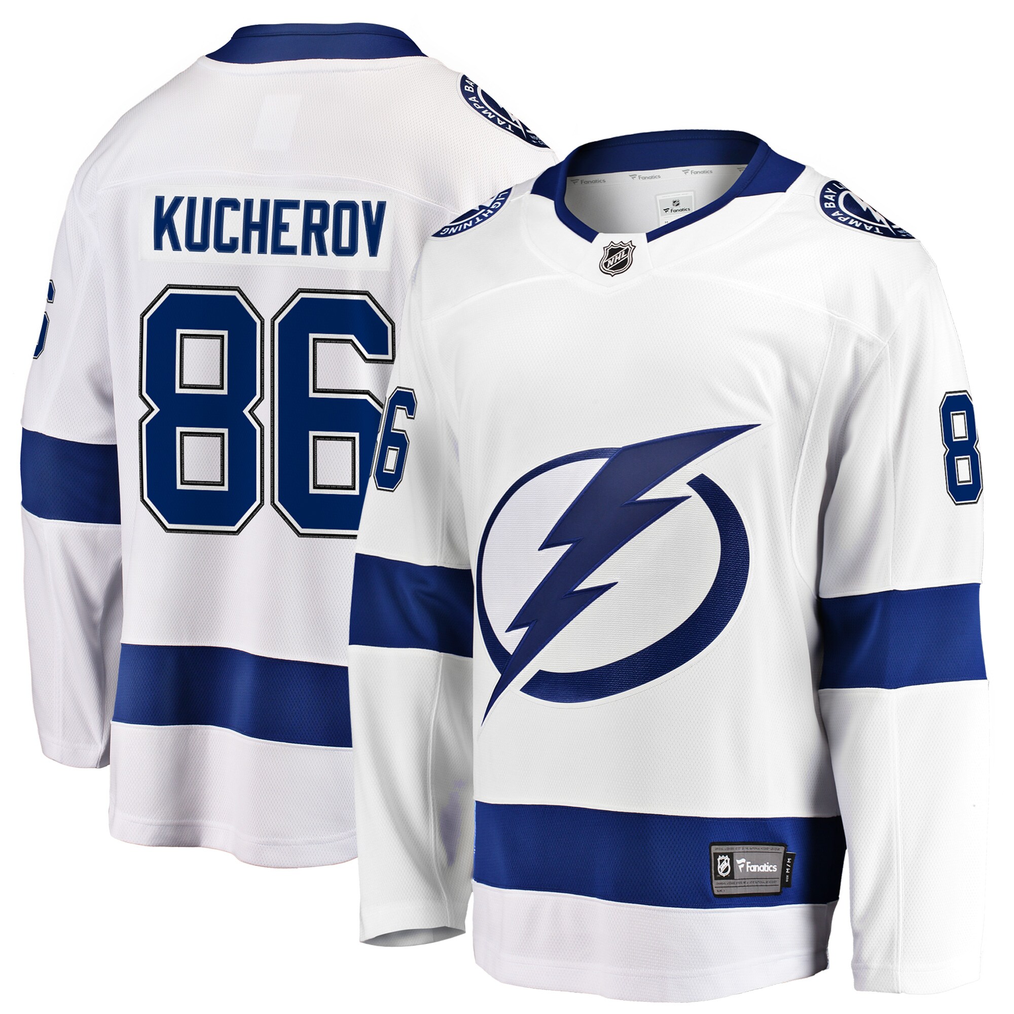 Nikita Kucherov Tampa Bay Lightning Fanatics Branded Away Premier Breakaway Player Jersey - White - vstockx
