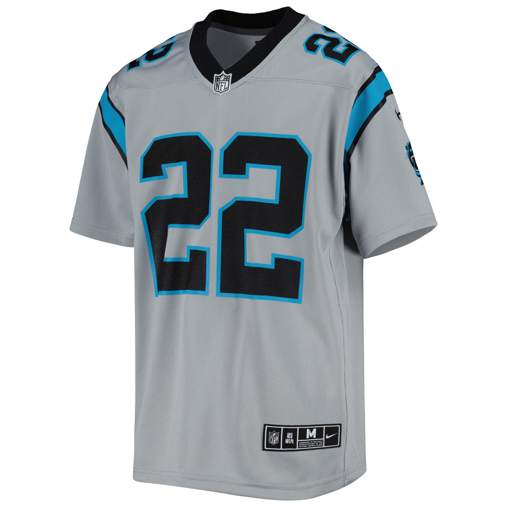 Youth Carolina Panthers Christian McCaffrey Inverted Team Game Jersey Silver - vstockx