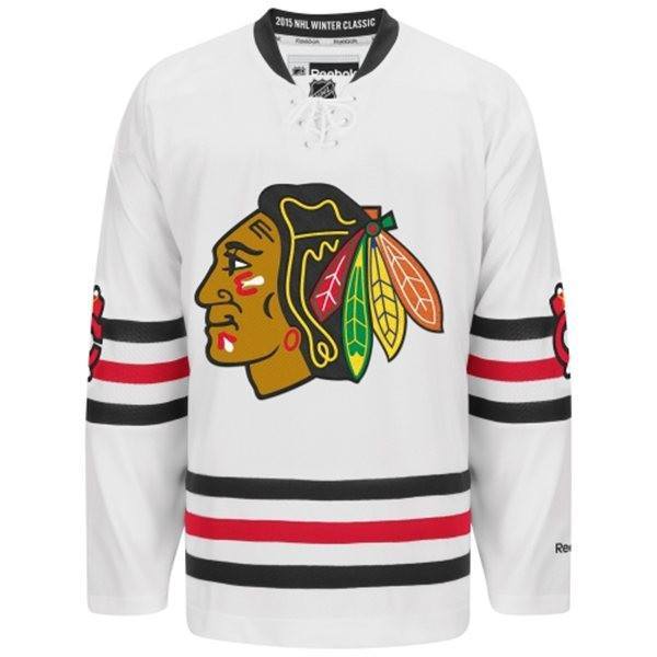 Mens Chicago Blackhawks Reebok White 2015 Winter Classic Premier Jersey - vstockx