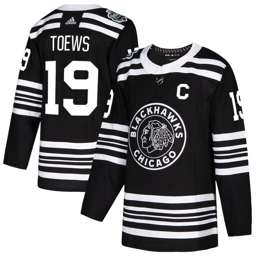 Men's Chicago Blackhawks Jonathan Toews adidas Black 2019 Winter Classic Authentic Player Jersey - vstockx