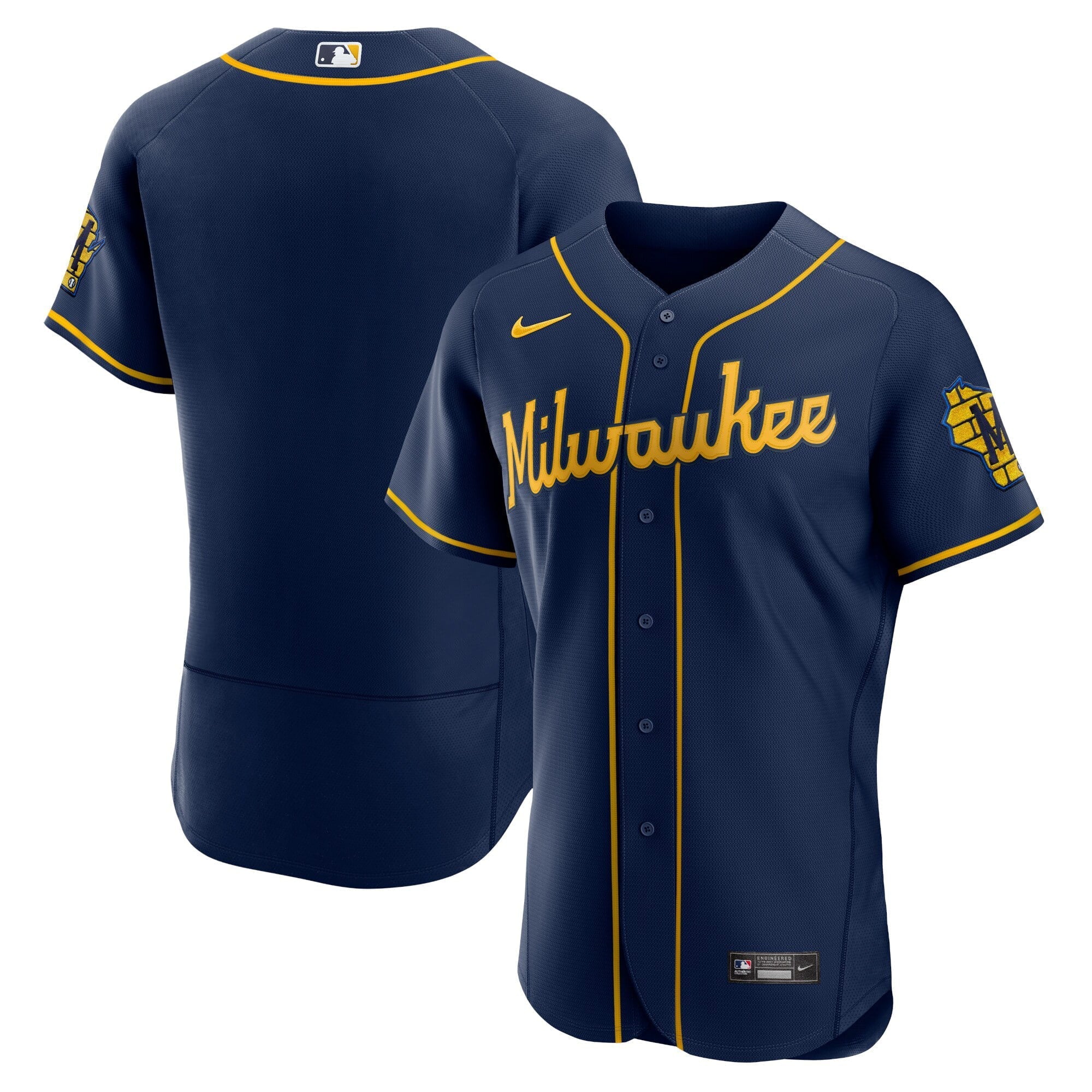 Men's Nike Navy Milwaukee Brewers Alternate Authentic Team Logo Jersey - vstockx