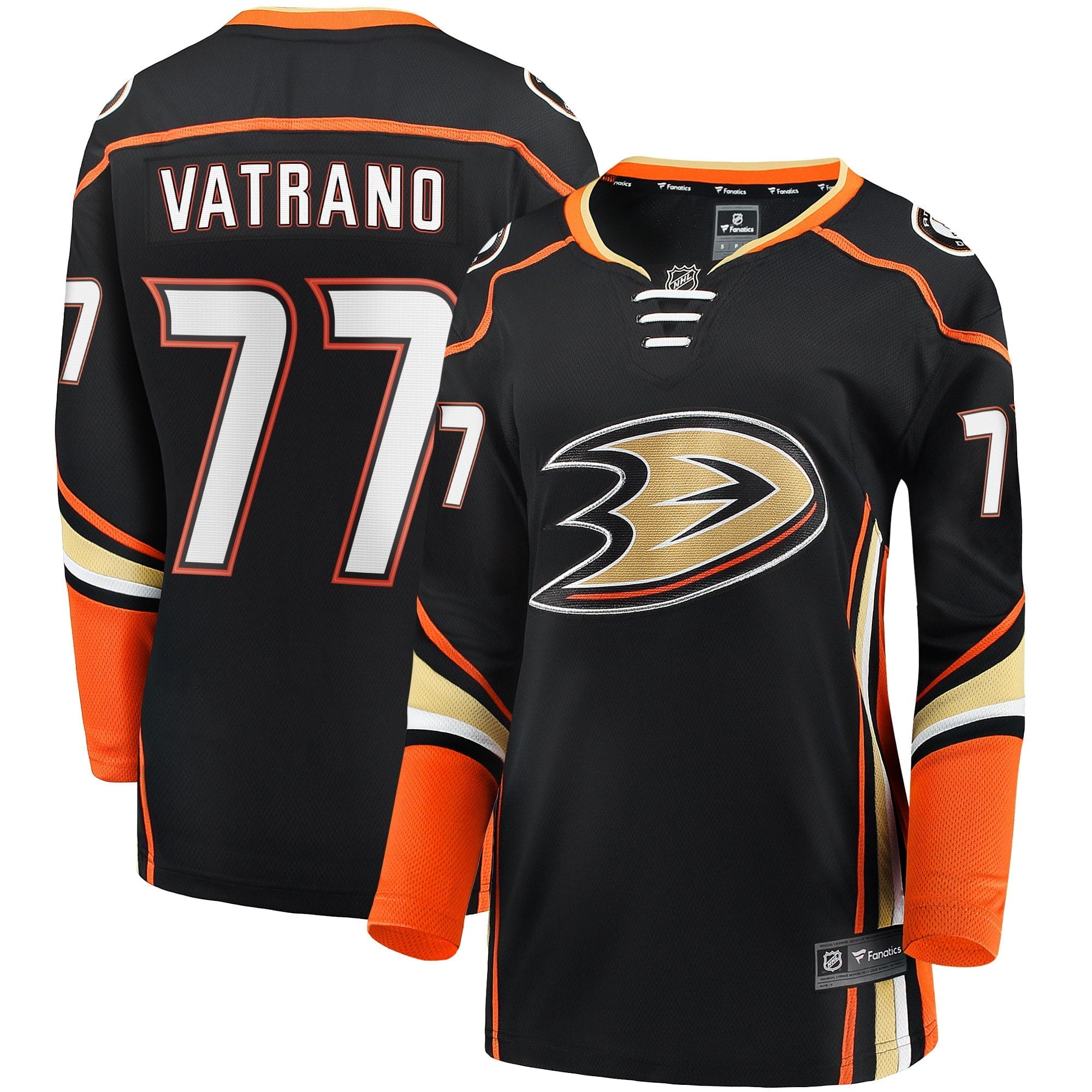 Women's Fanatics Branded Frank Vatrano Black Anaheim Ducks Home Breakaway Player Jersey - vstockx