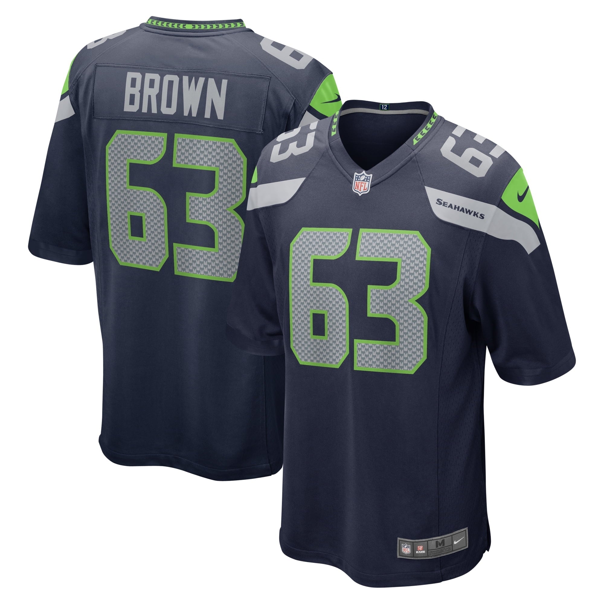 Men's Nike Evan Brown College Navy Seattle Seahawks Game Jersey - vstockx