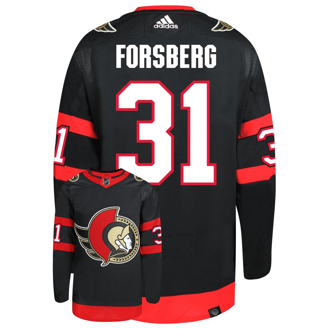 Anton Forsberg Ottawa Senators Adidas Primegreen Authentic NHL Hockey Jersey - vstockx
