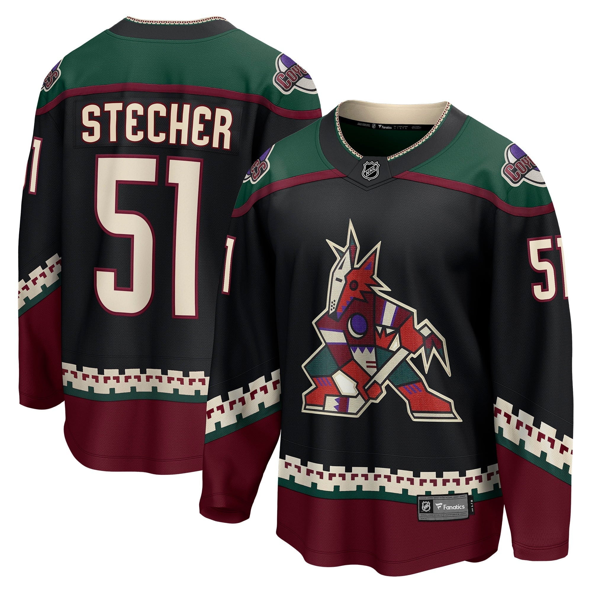 Men's Fanatics Branded Troy Stecher Black Arizona Coyotes Home Breakaway Player Jersey - vstockx
