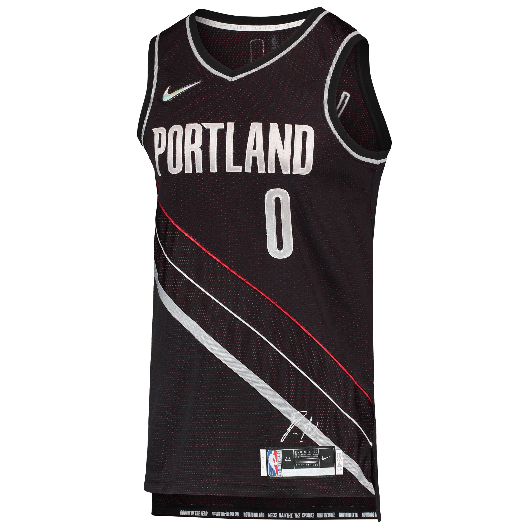 Damian Lillard Portland Trail Blazers Nike Select Series Rookie of the Year Swingman Team Jersey - Black - vstockx